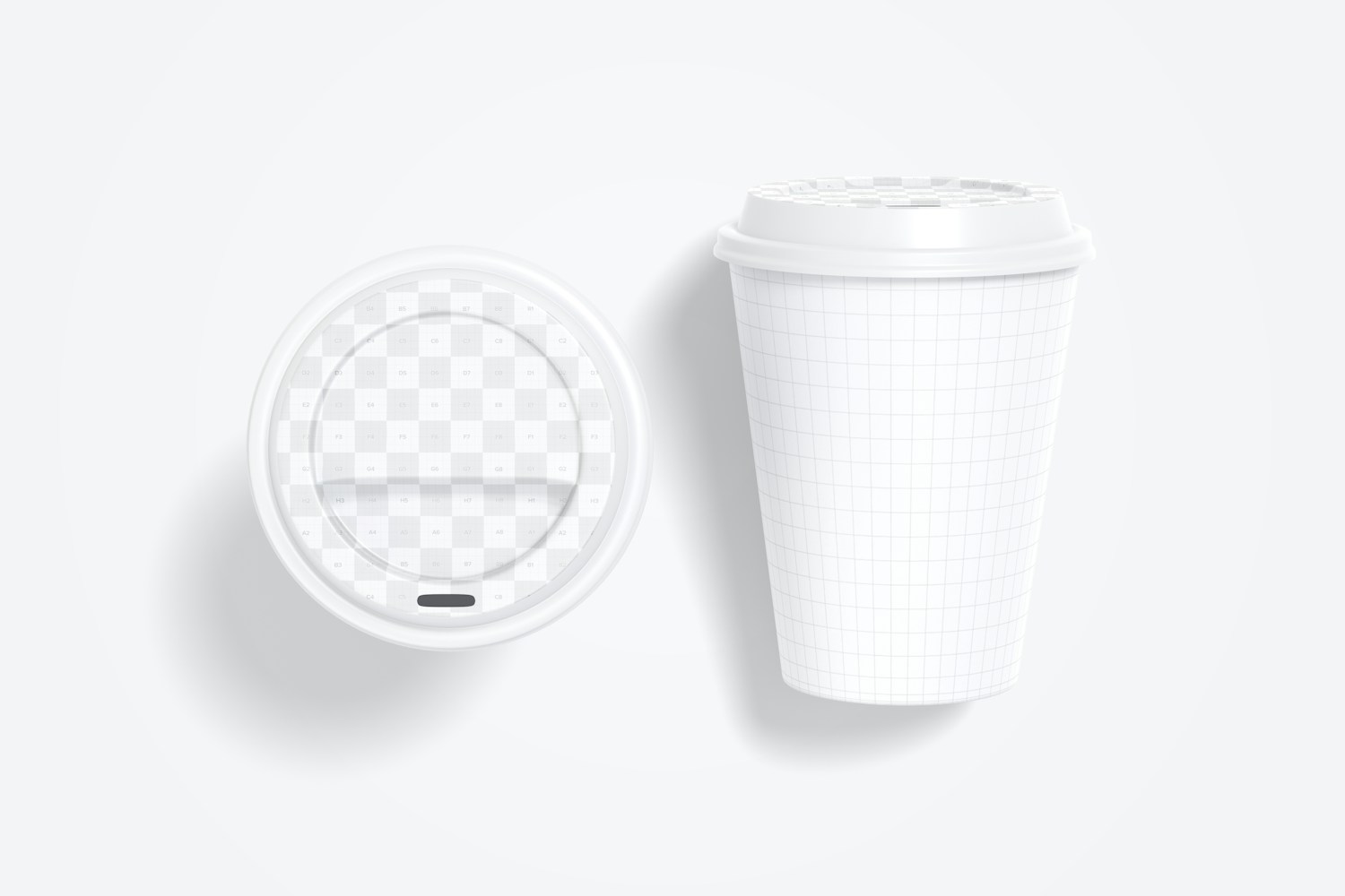 12oz Paper Coffee Cups Mockup, Top View