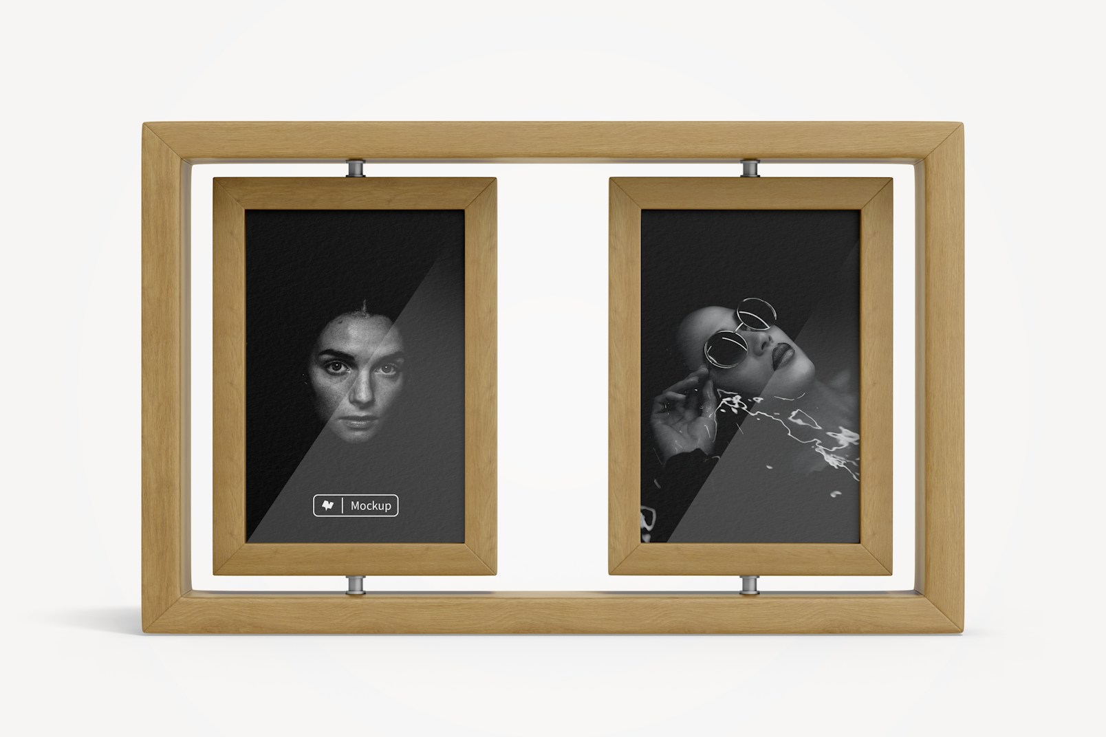 Double Spinning Photo Frame Mockup, Front View