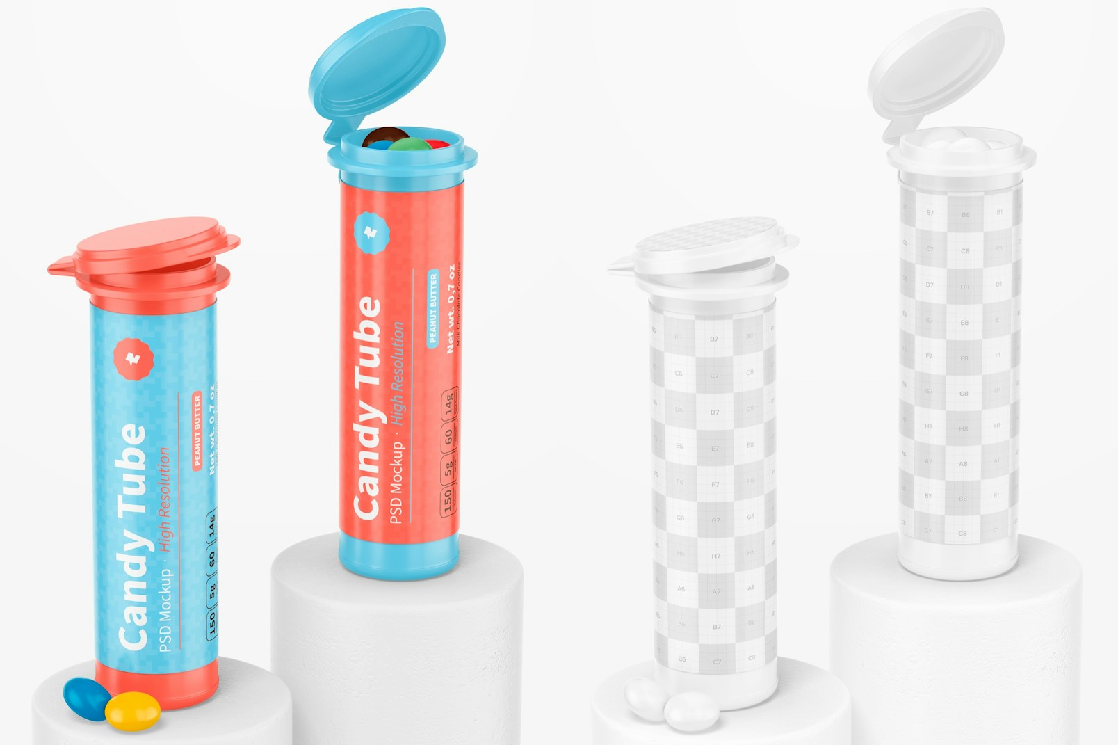 Candy Tubes with Flip Cap Mockup