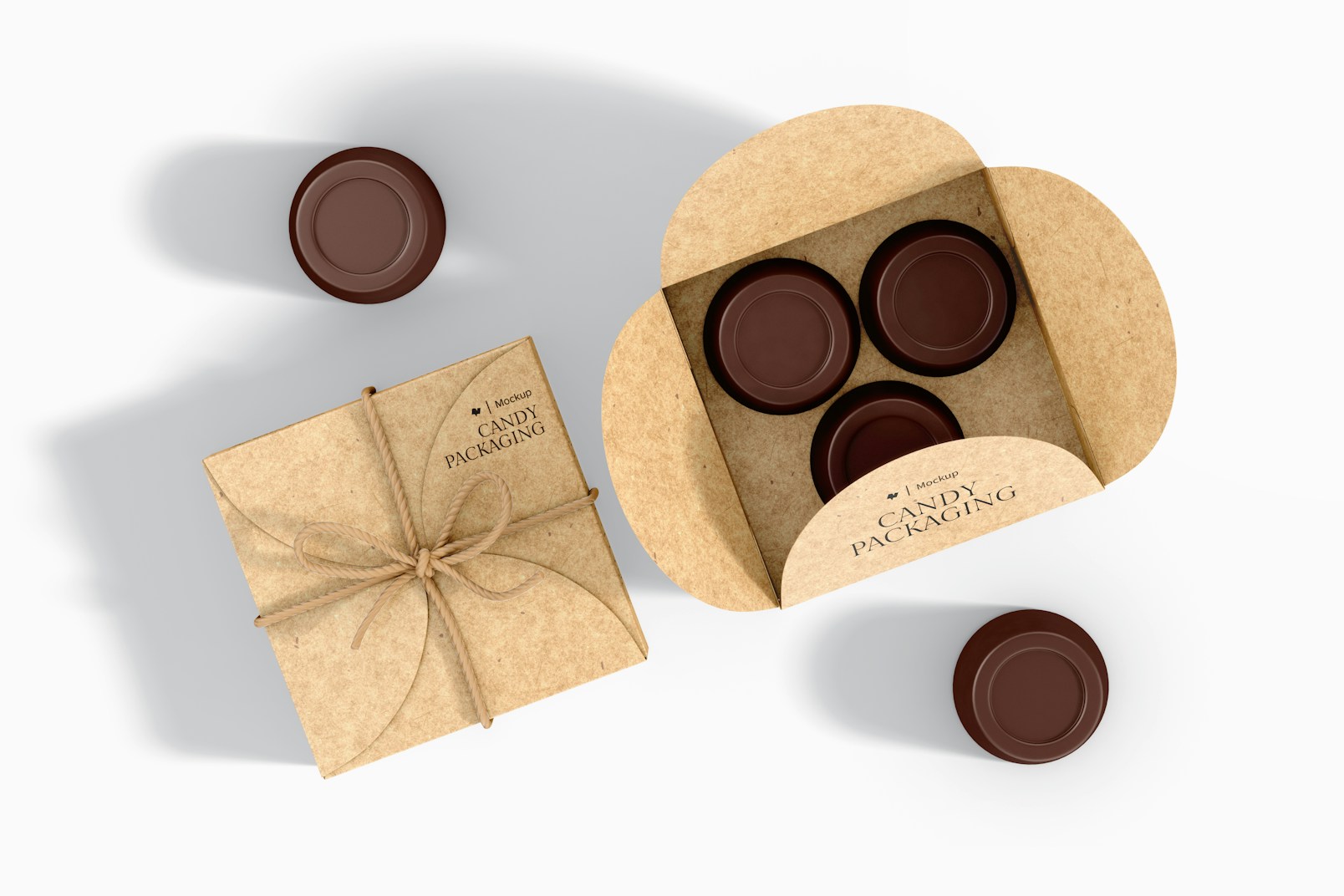 Paper Candy Boxes Mockup, Top View