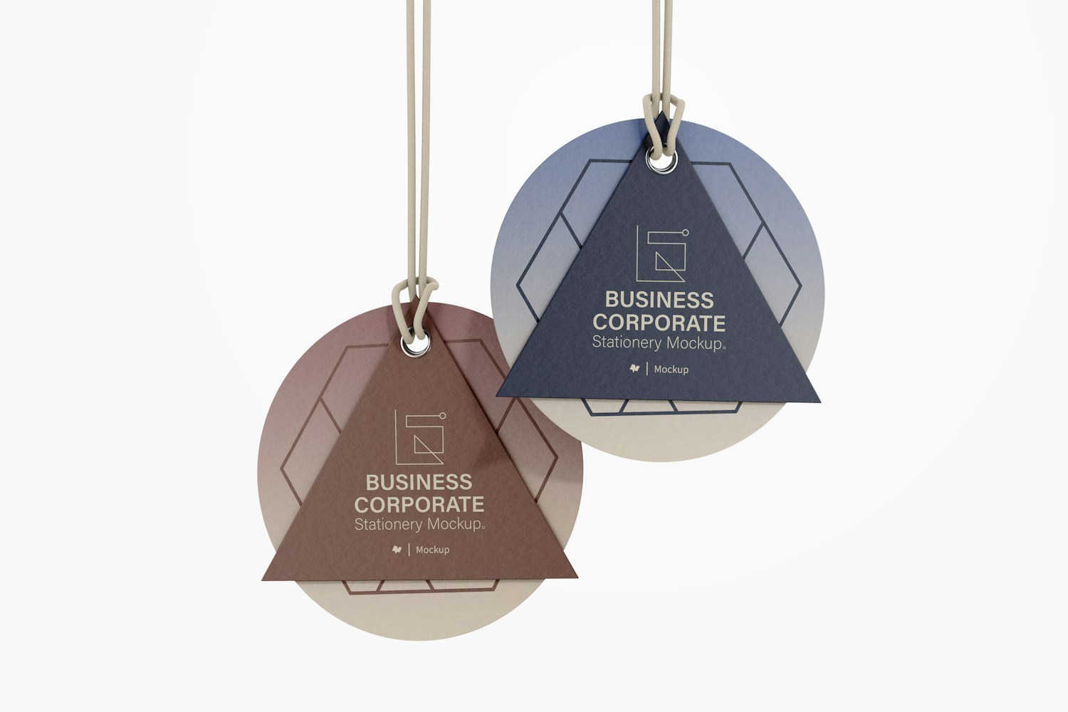 Small Double Tags Mockup, Hanging