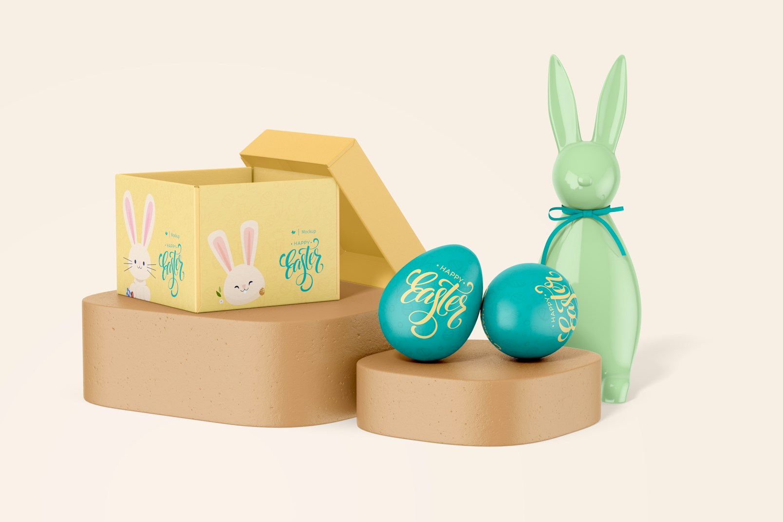 Easter Egg with Box Mockup, Left View