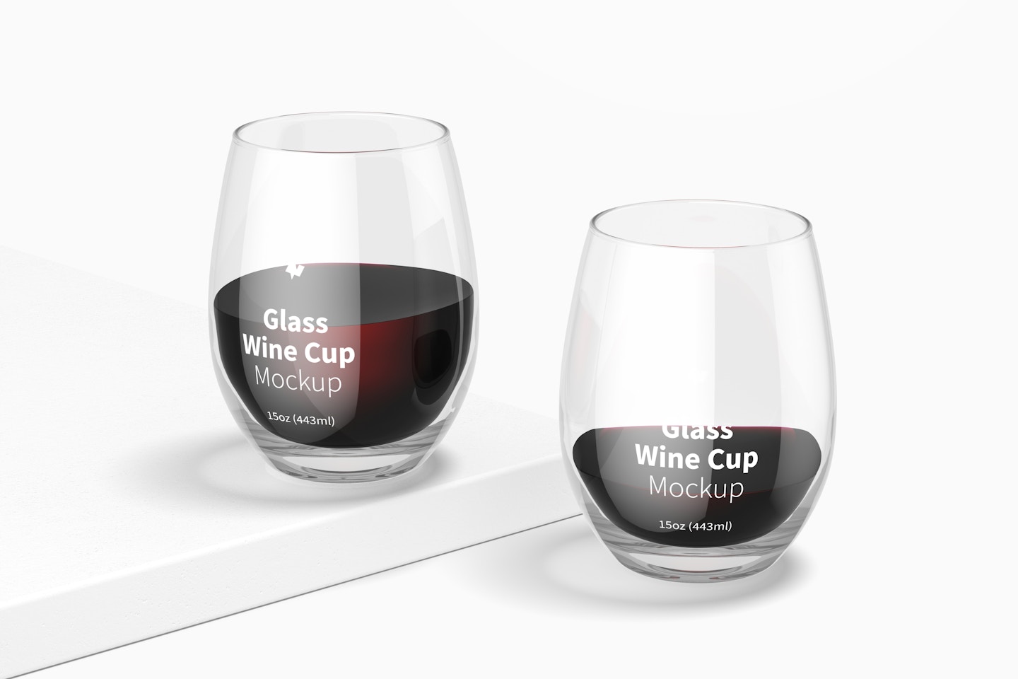 15 oz Glass Wine Cups Mockup, Front View