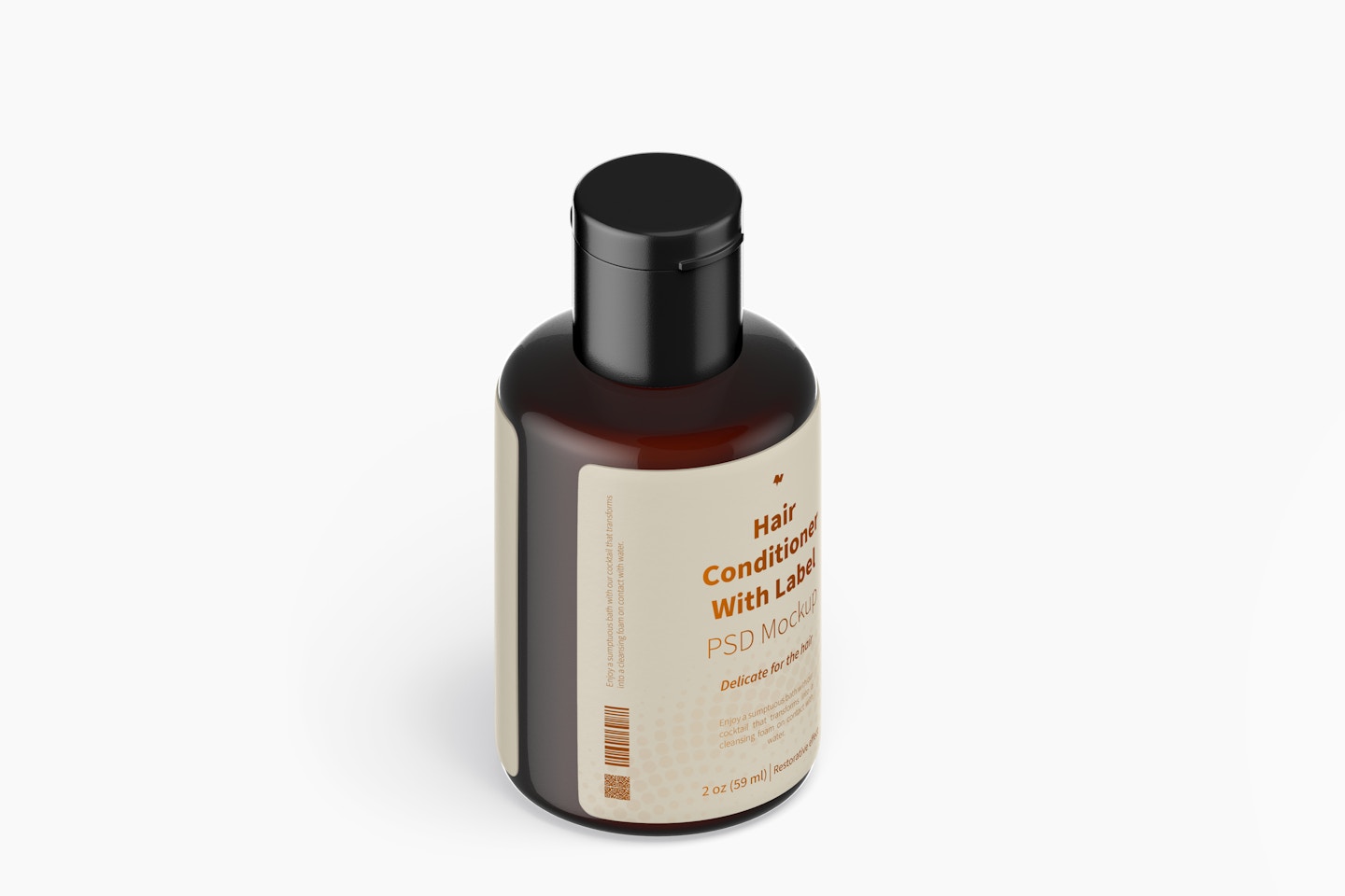 2 Oz Hair Conditioner with Label Mockup, Isometric View