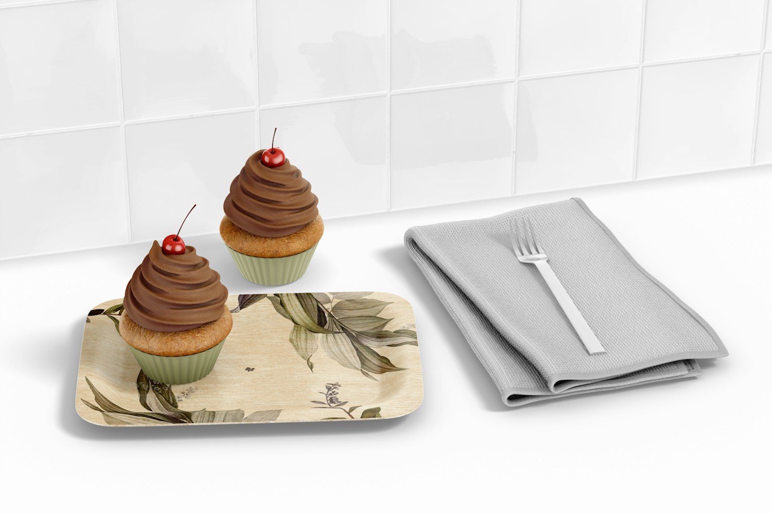 Rectangular Dessert Plate Mockup Rectangular Dessert Plate Mockup