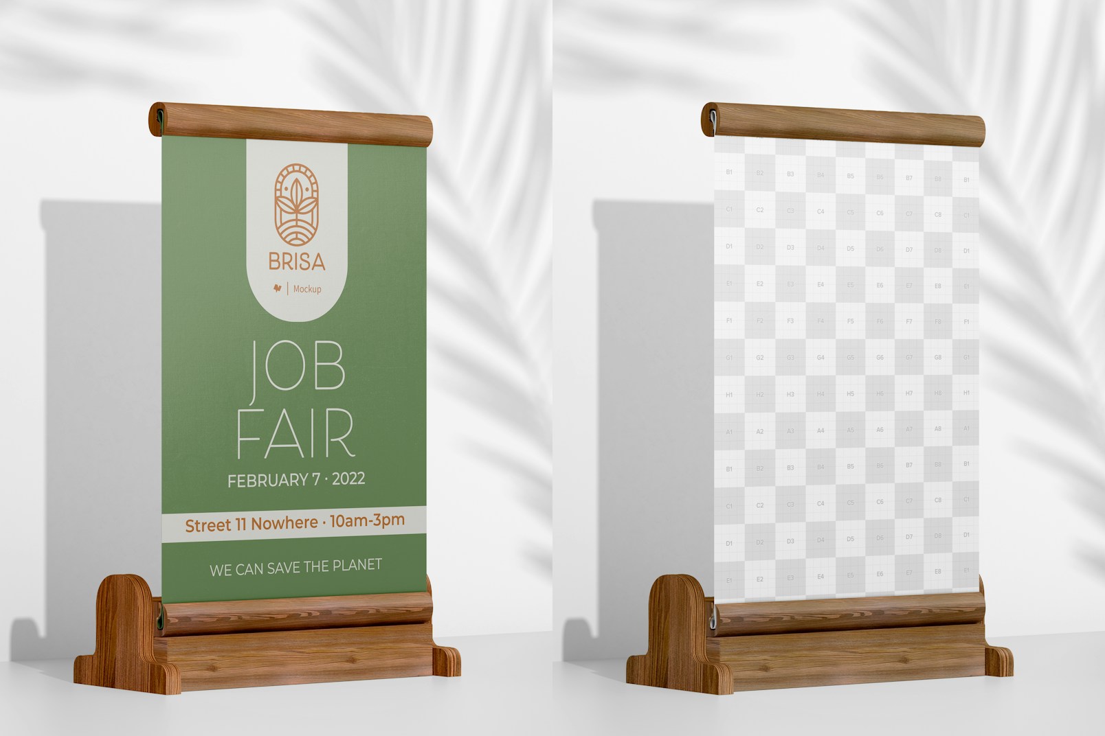 Bamboo Desk Roll Up Stand Mockup