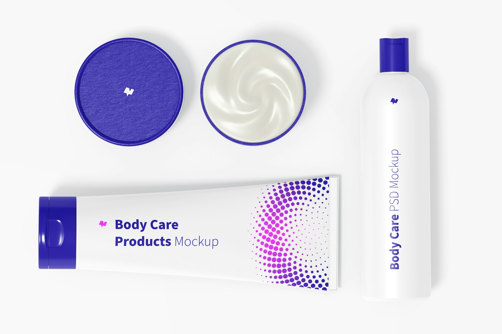Body Care Products Scene Mockup, Top View