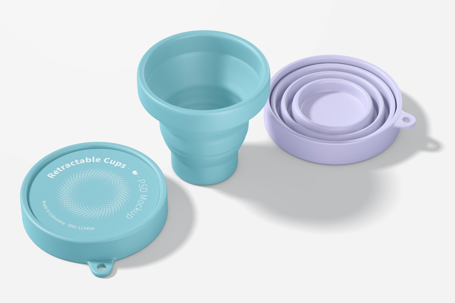 Retractable Cups Mockup, Perspective View