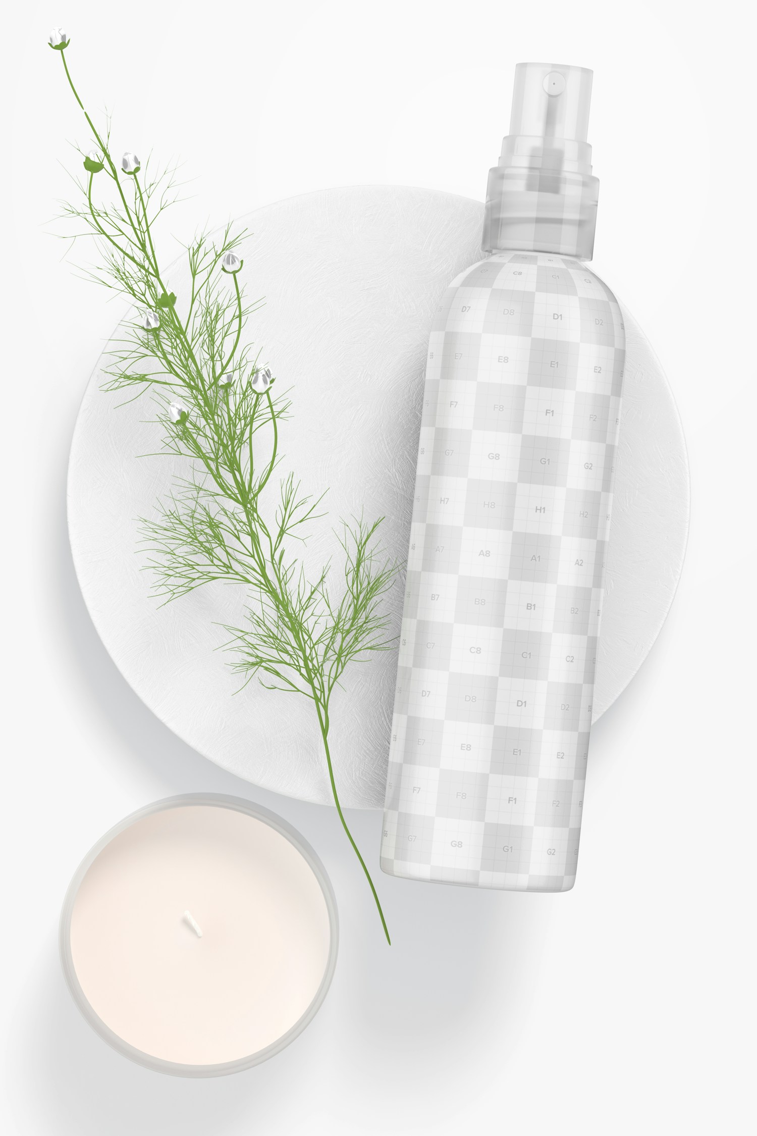 4 oz Rounded Spray with Candle Mockup 4 oz Rounded Spray with Candle Mockup