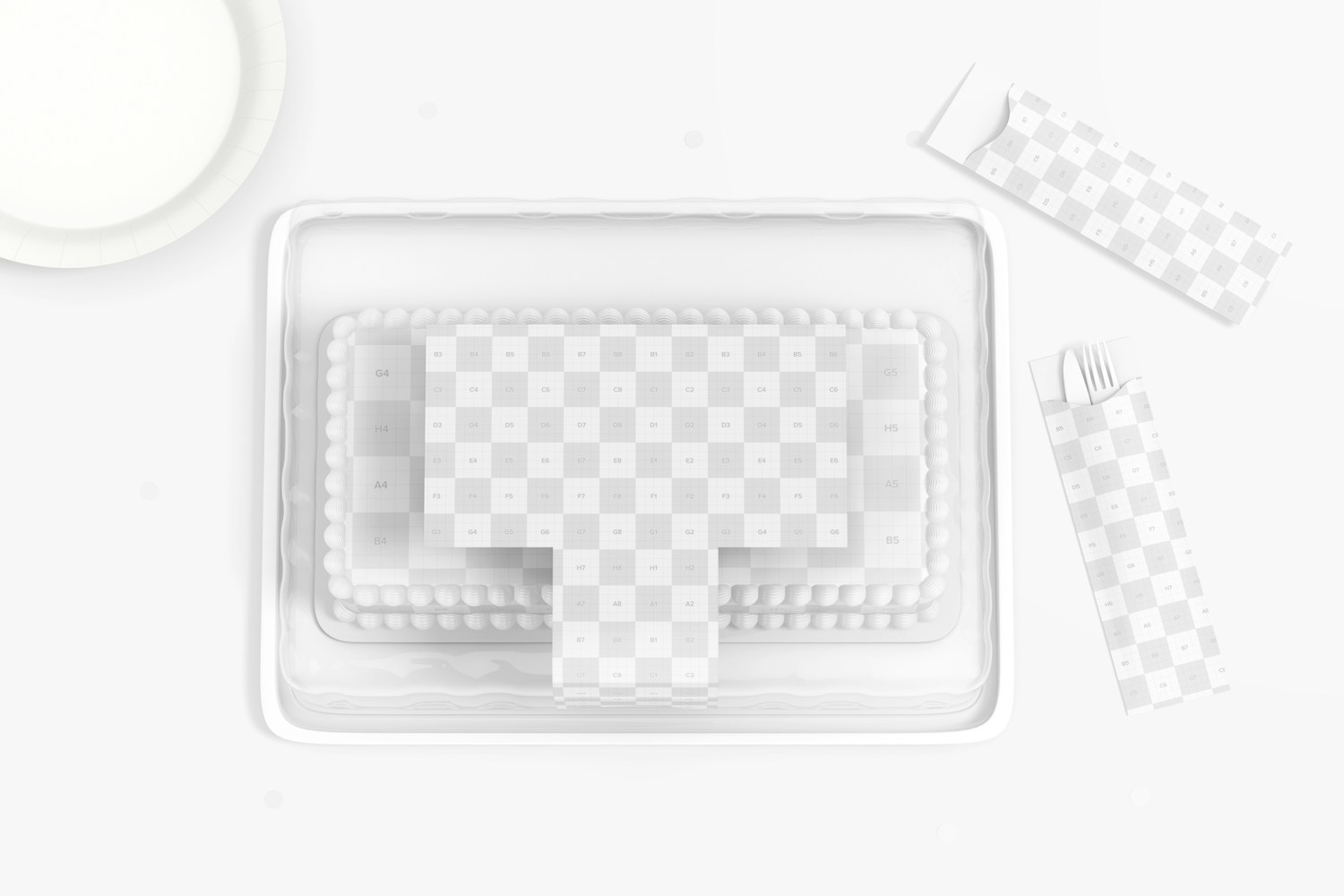 Plastic Square Cake Container Mockup, Top View