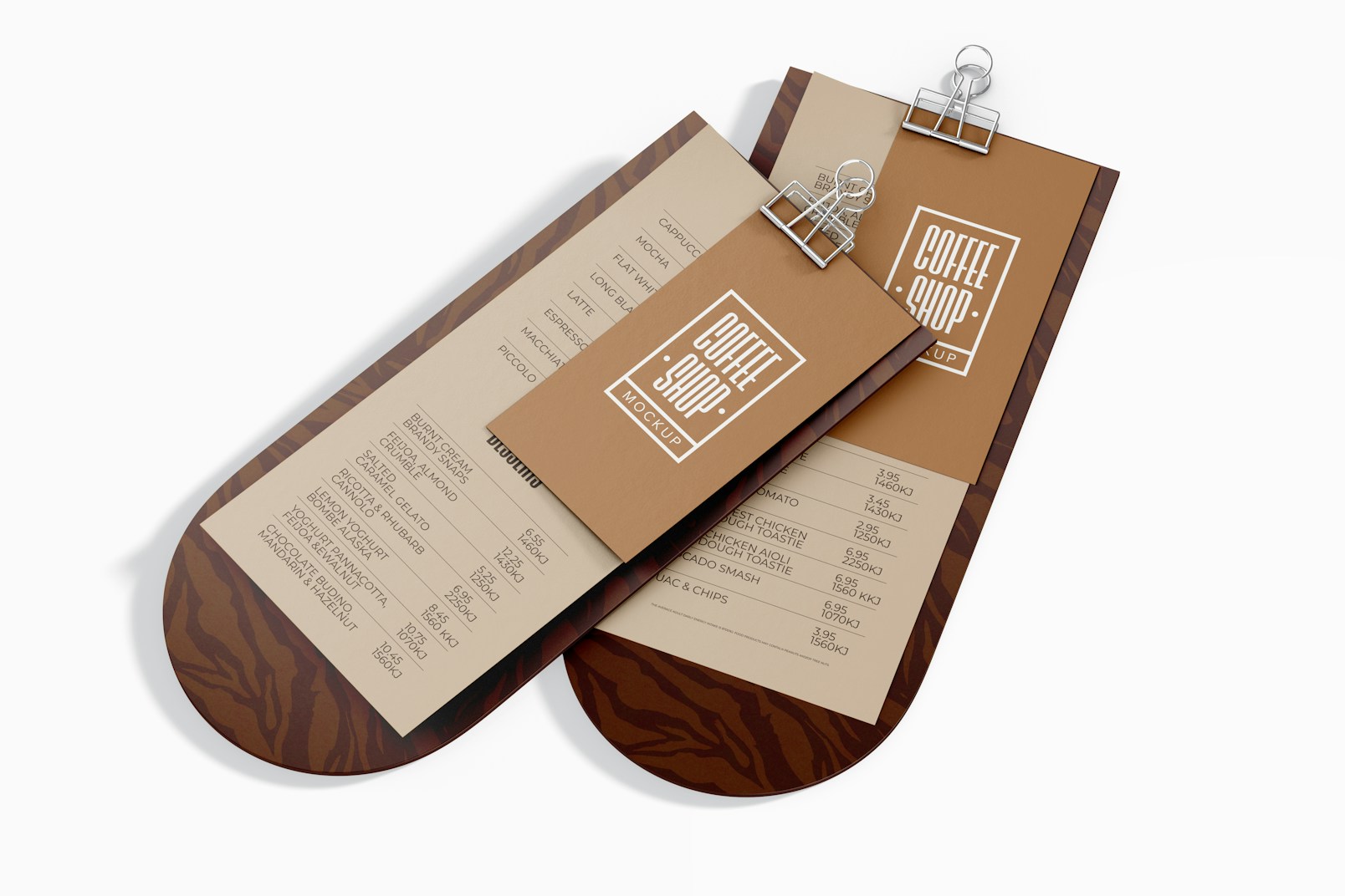 Menus with Clip Mockup, Perspective
