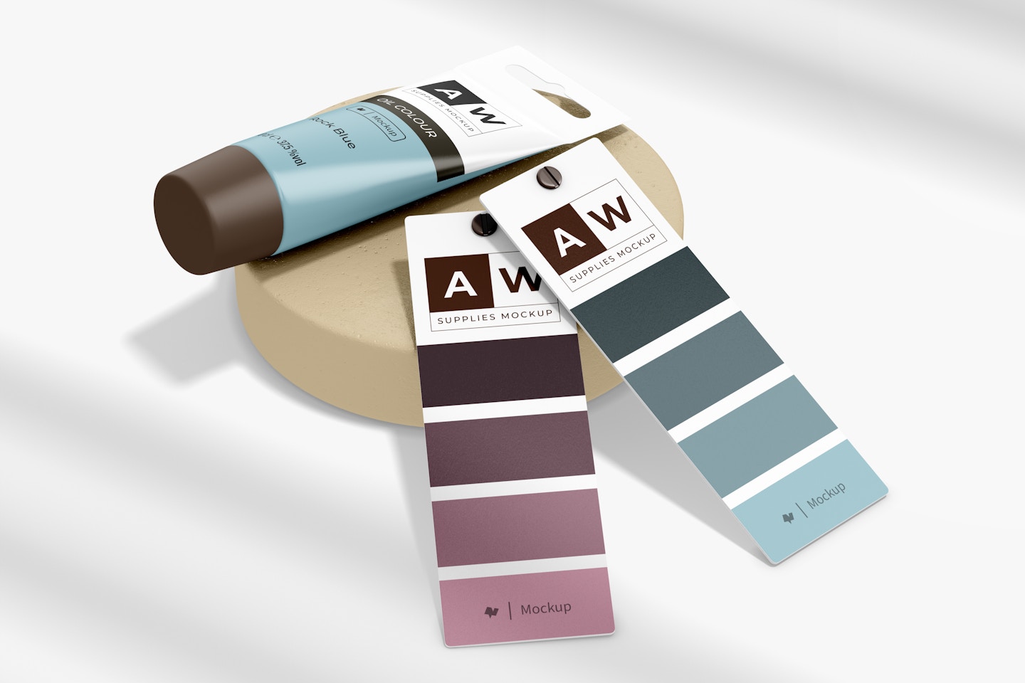 Color Palette Cards PSD Mockup, Leaned – Original Mockups