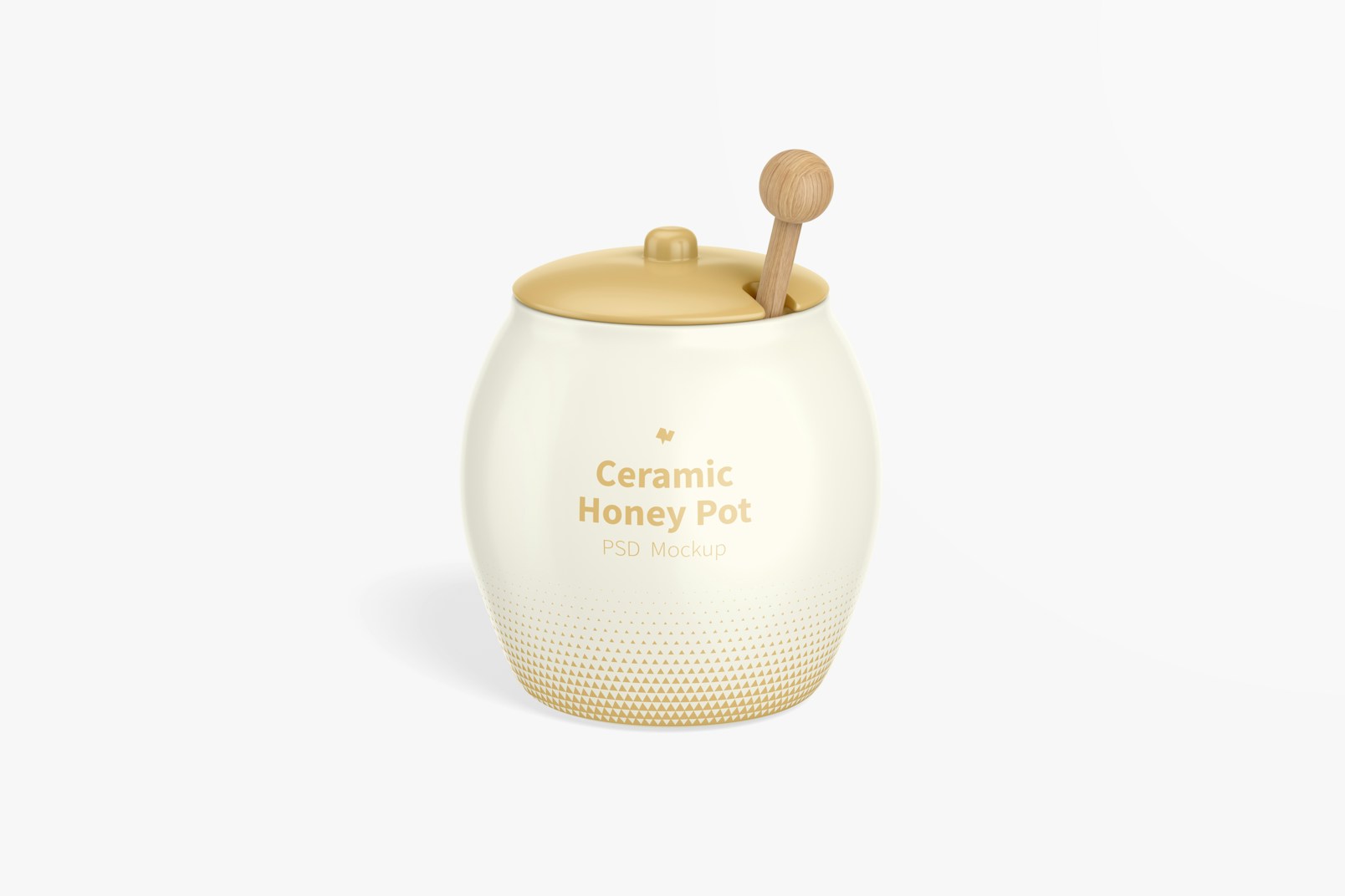 Ceramic Honey Pot Mockup, Front View