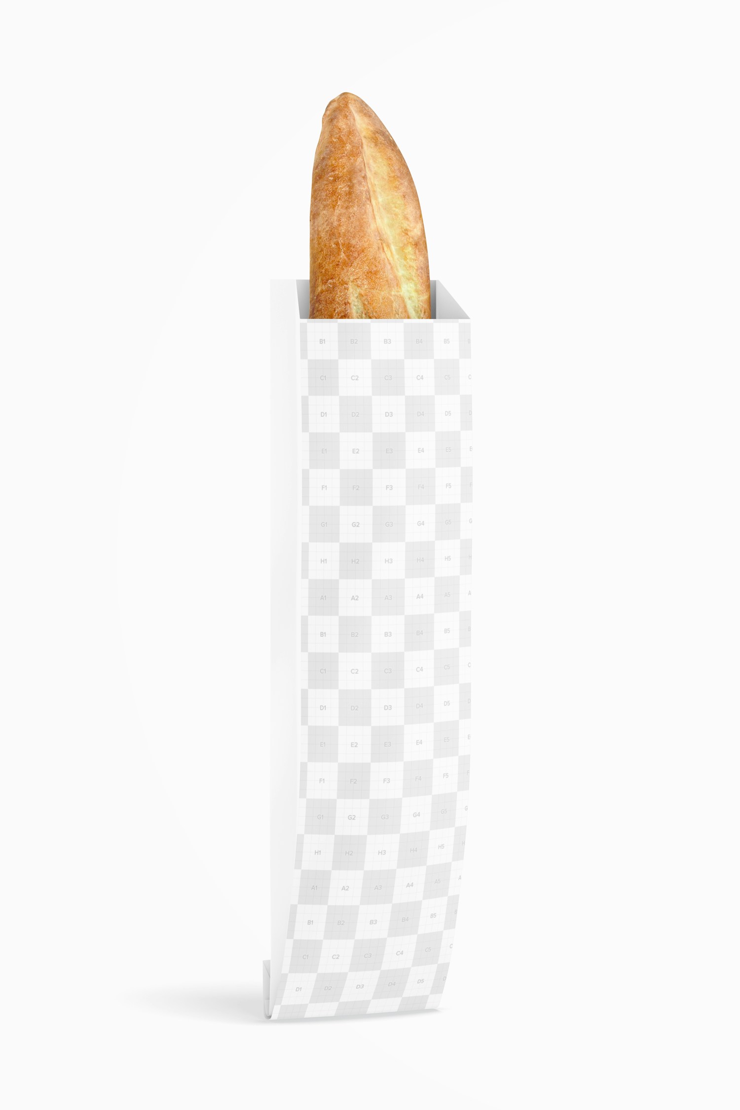 French Bread Paper Bag Mockup, Standing