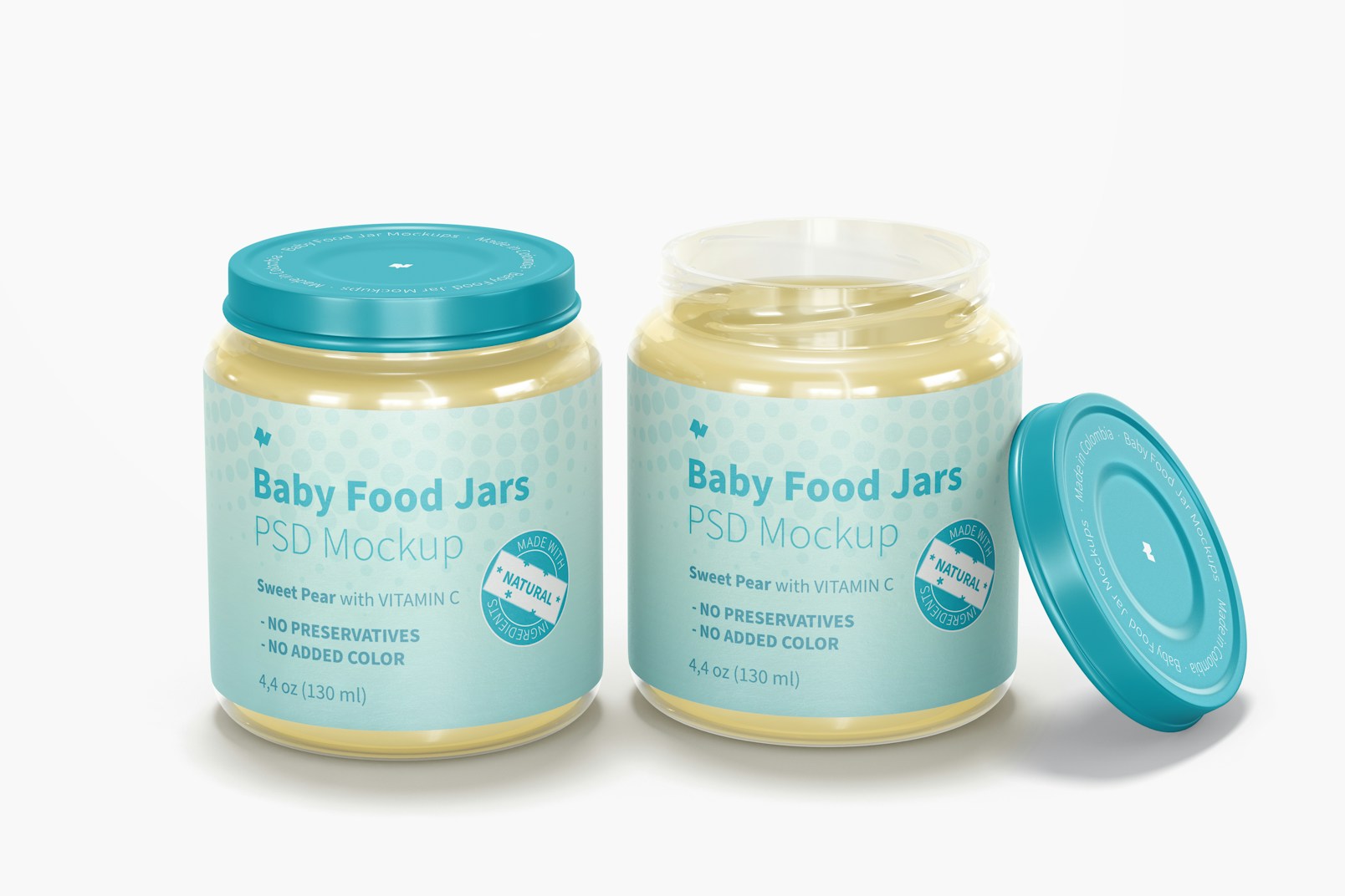 Baby Food Jar Mockup, Perspective