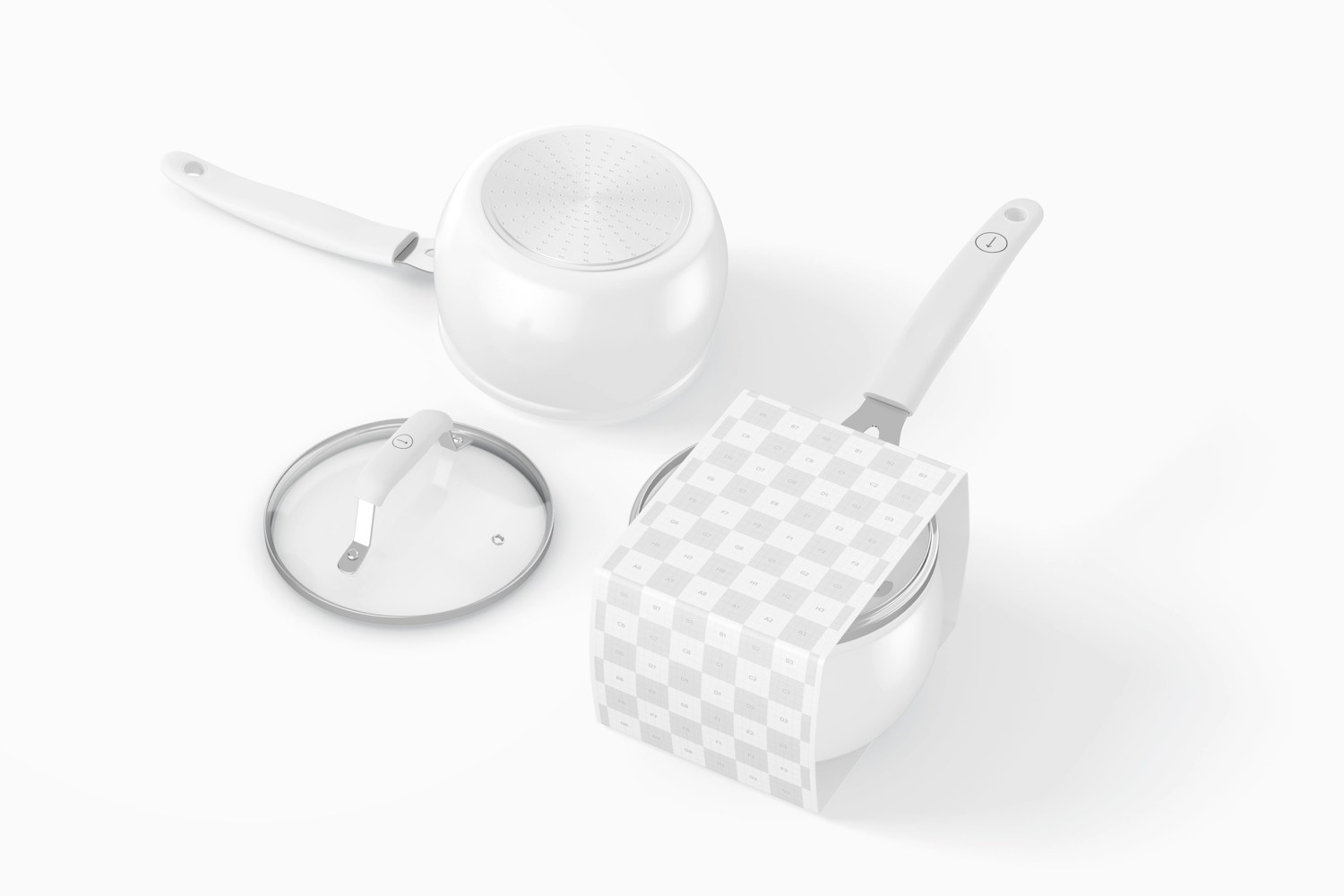 Pots with Handle Mockup, Opened and Closed Pots with Handle Mockup, Opened and Closed