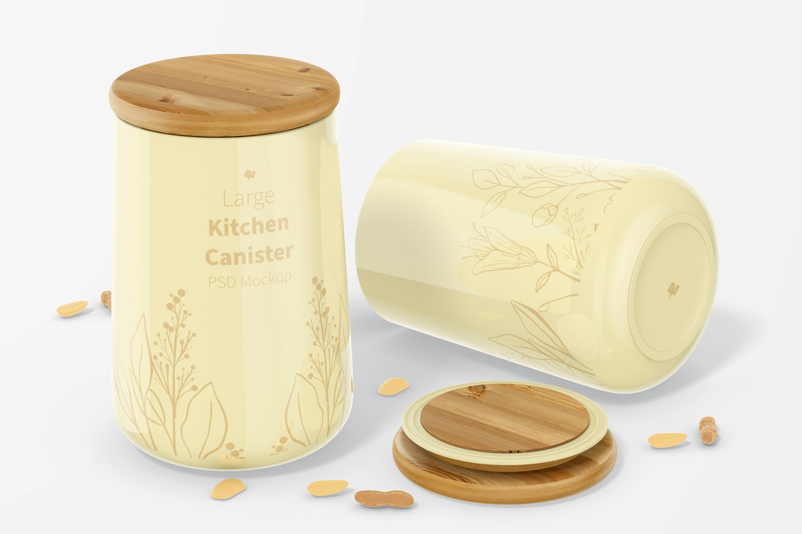 Large Kitchen Canister Mockup, Standing and Dropped