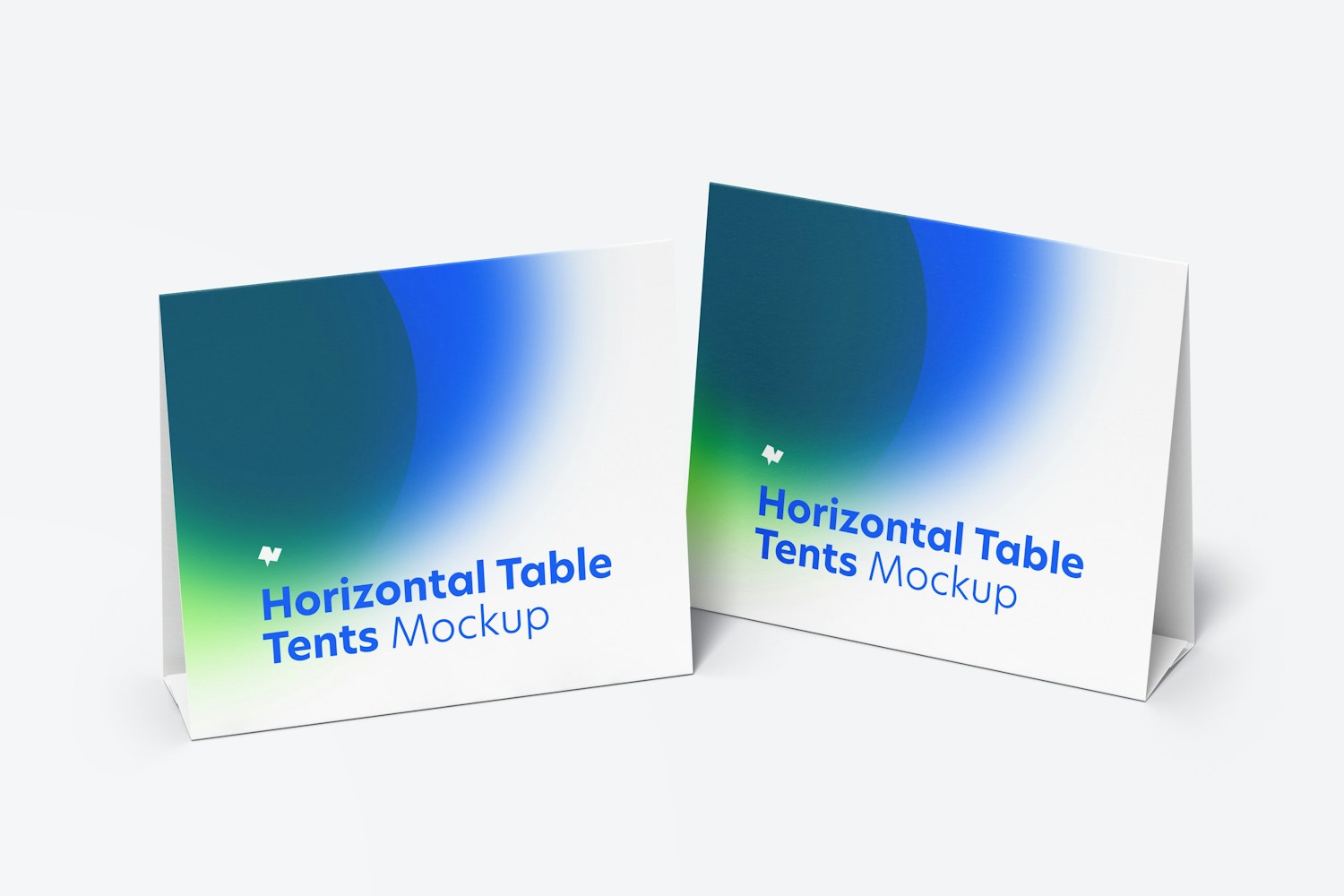 Horizontal Table Tent Cards PSD Mockup, Perspective Original Mockups
