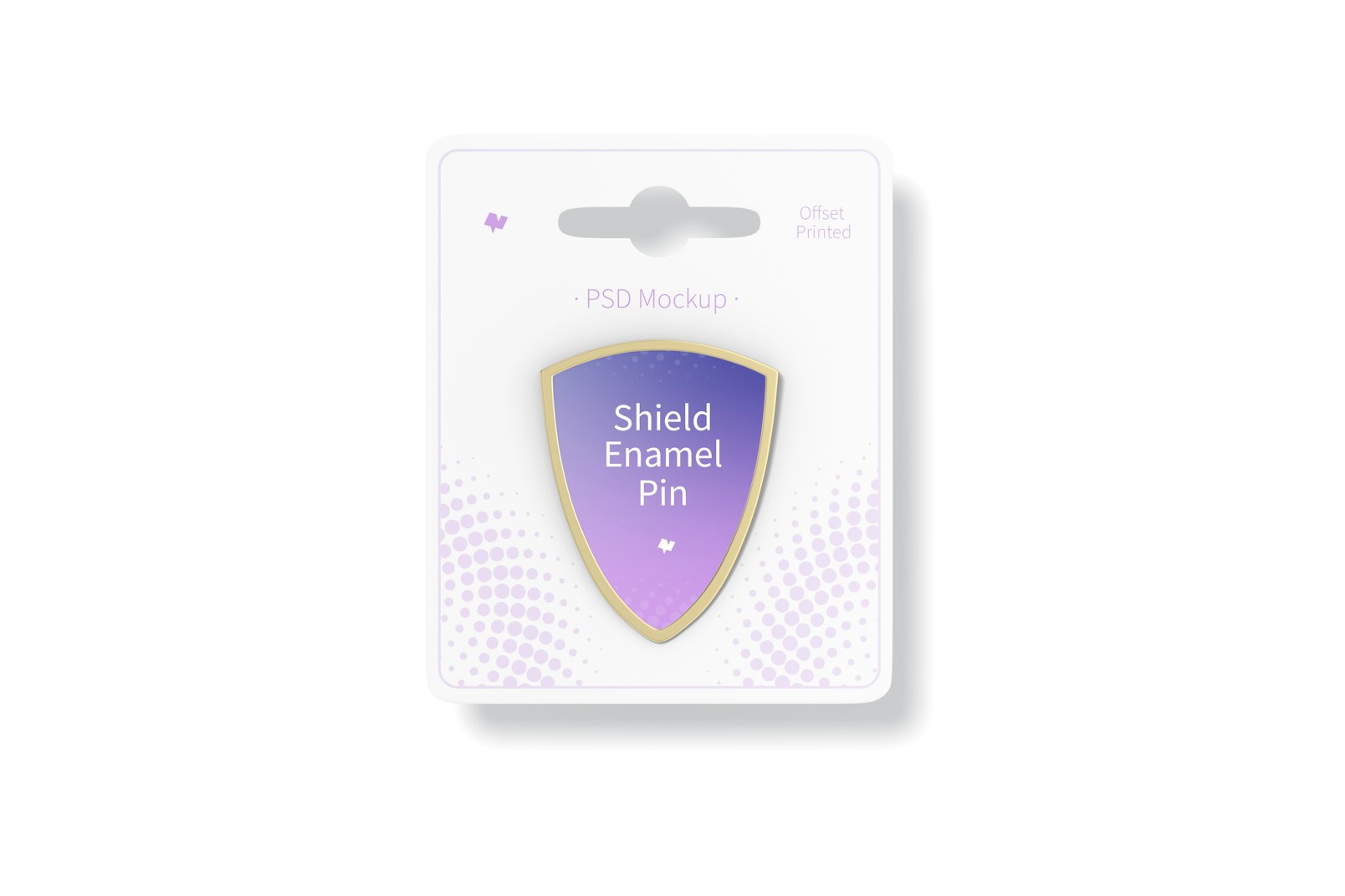 Shield Enamel Pin Mockup, Front View