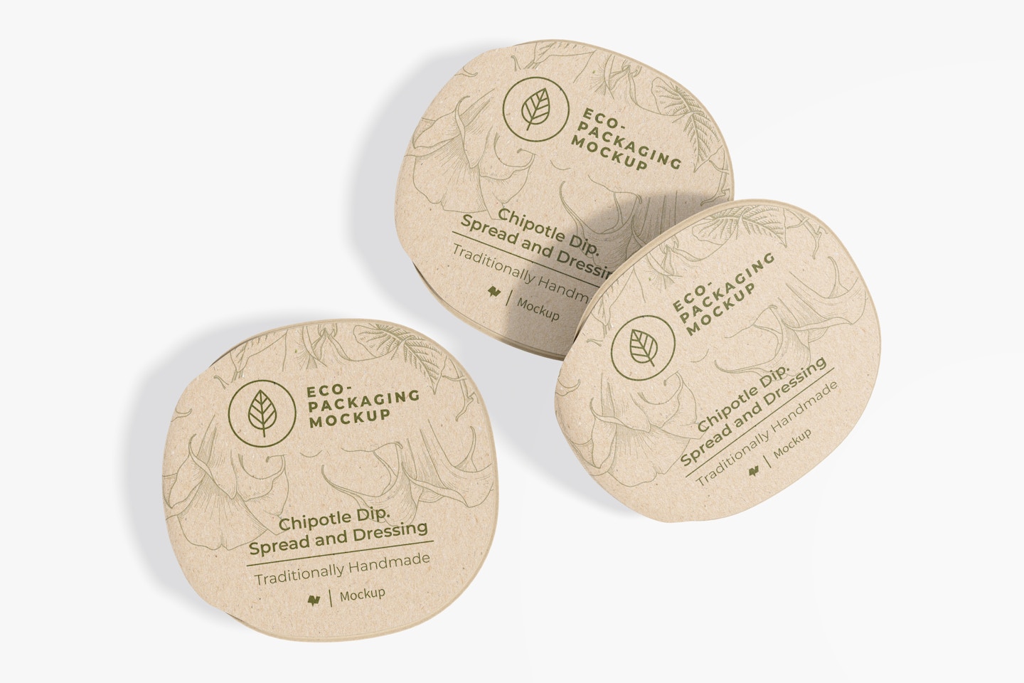 Biodegradable Dipping Sauce Containers Mockup, Top View