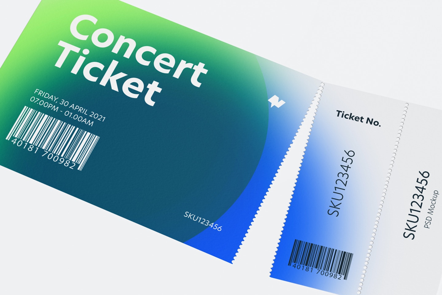 Concert Ticket Mockup, Close Up