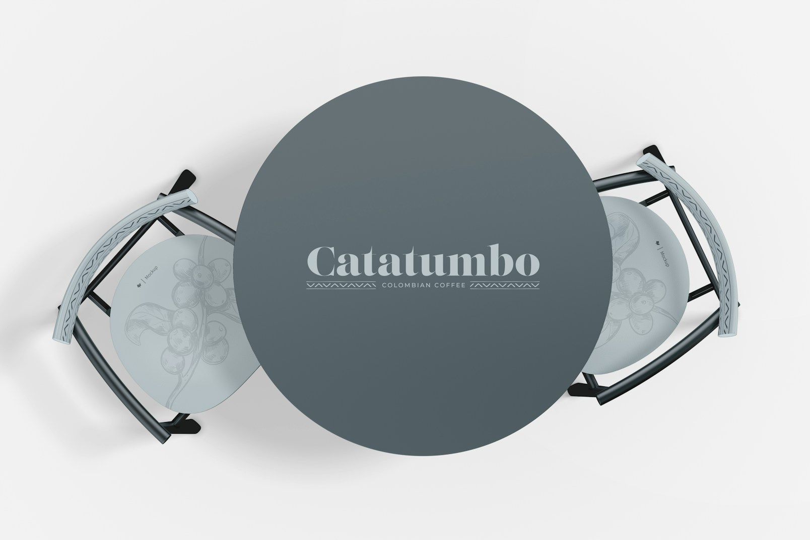 Round Restaurant Table Mockup, Top View