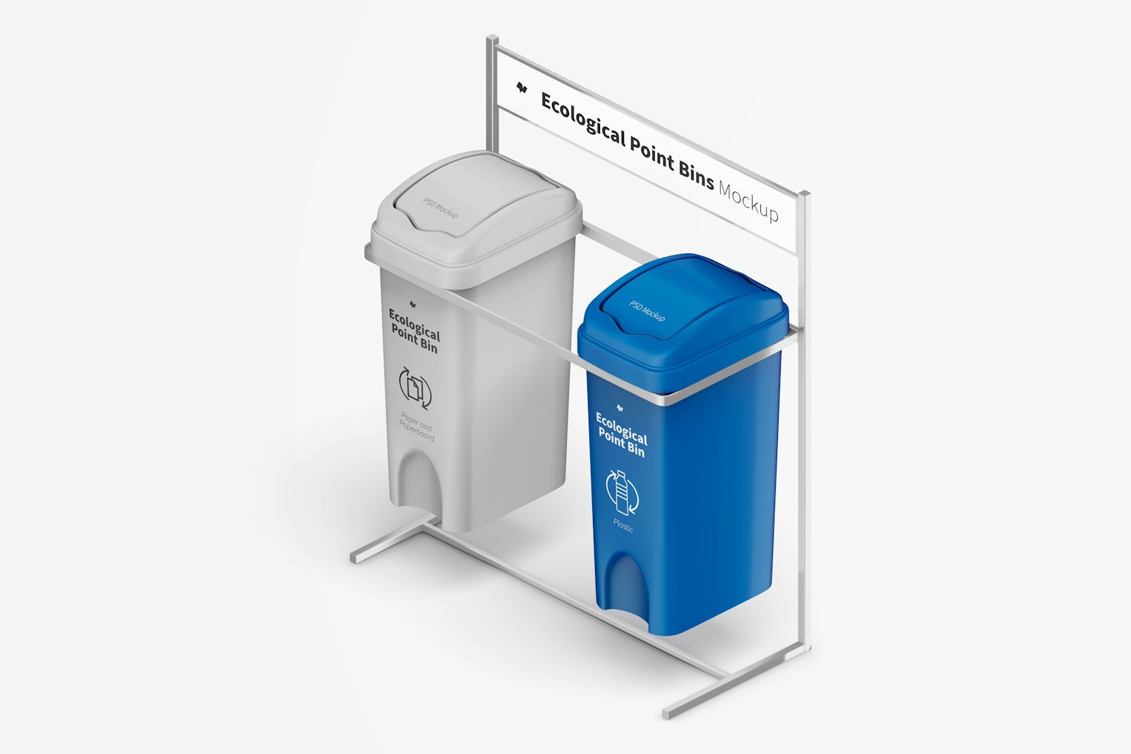 Ecological Point Bins Mockup, Isometric Right View