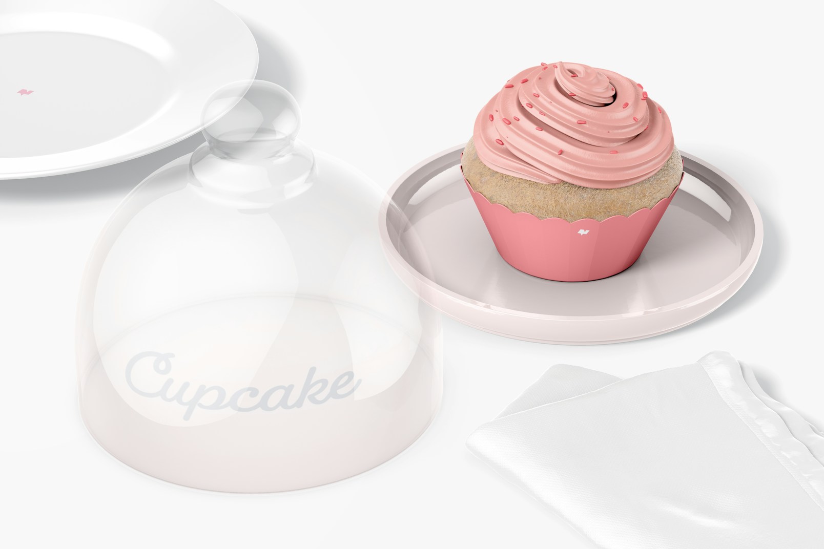 Cupcake Stand with Dome Lid Mockup, Opened