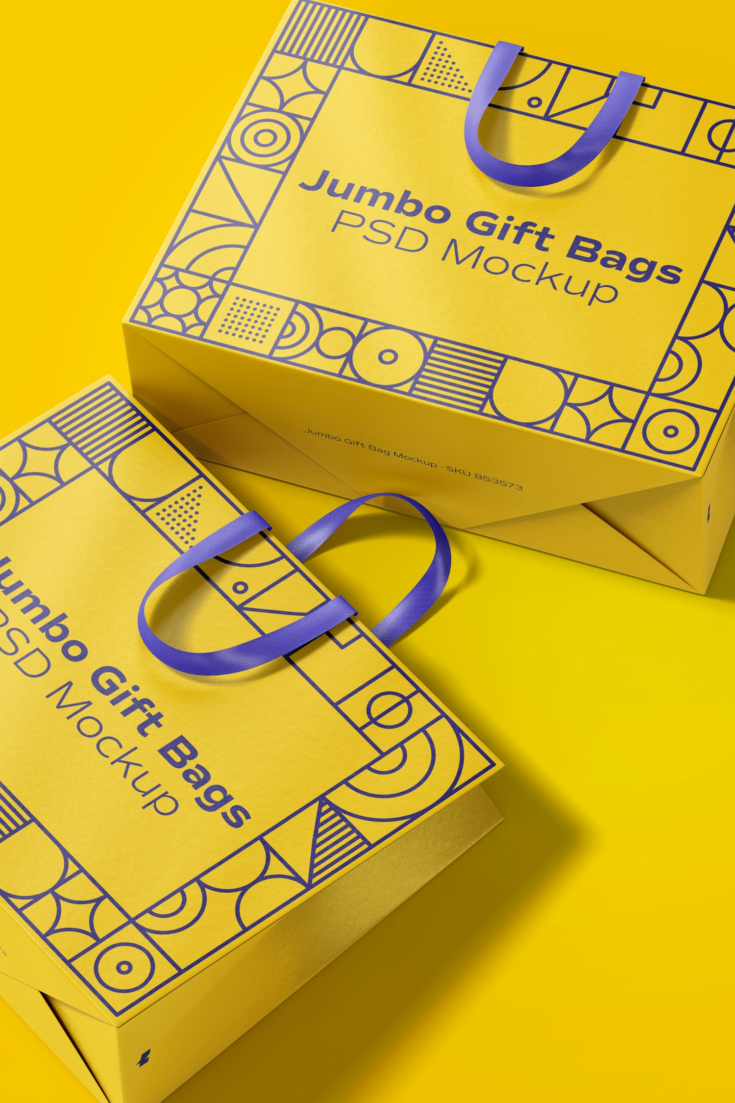 Jumbo Gift Bags with Ribbon Handle Mockup, Close Up