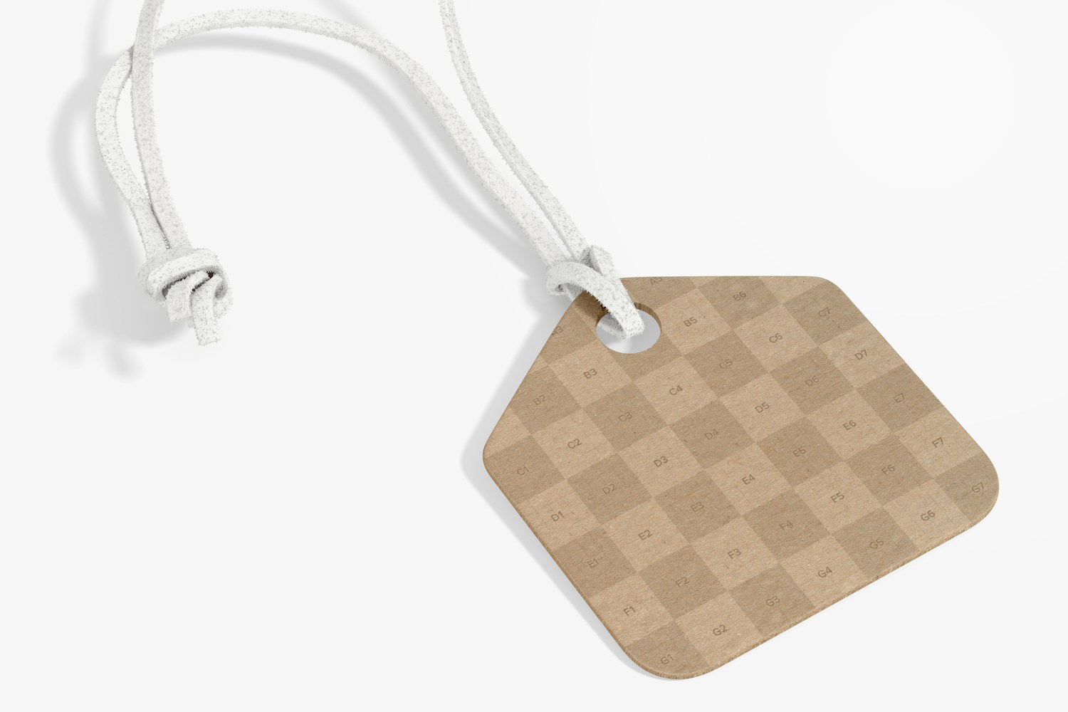Pentagonal Cardboard Tag Mockup, Close Up