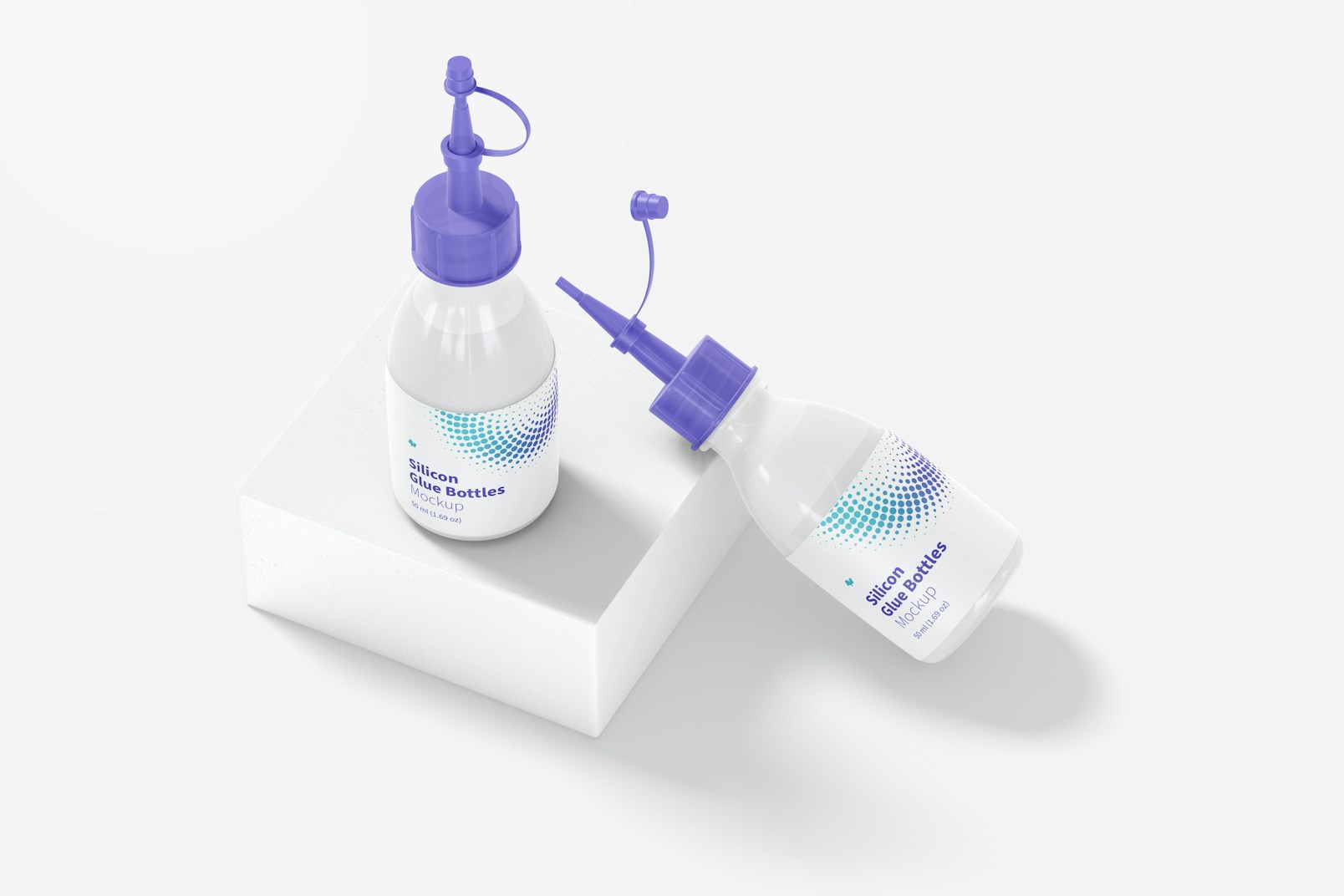 Silicon Glue Bottles Mockup, Perspective View