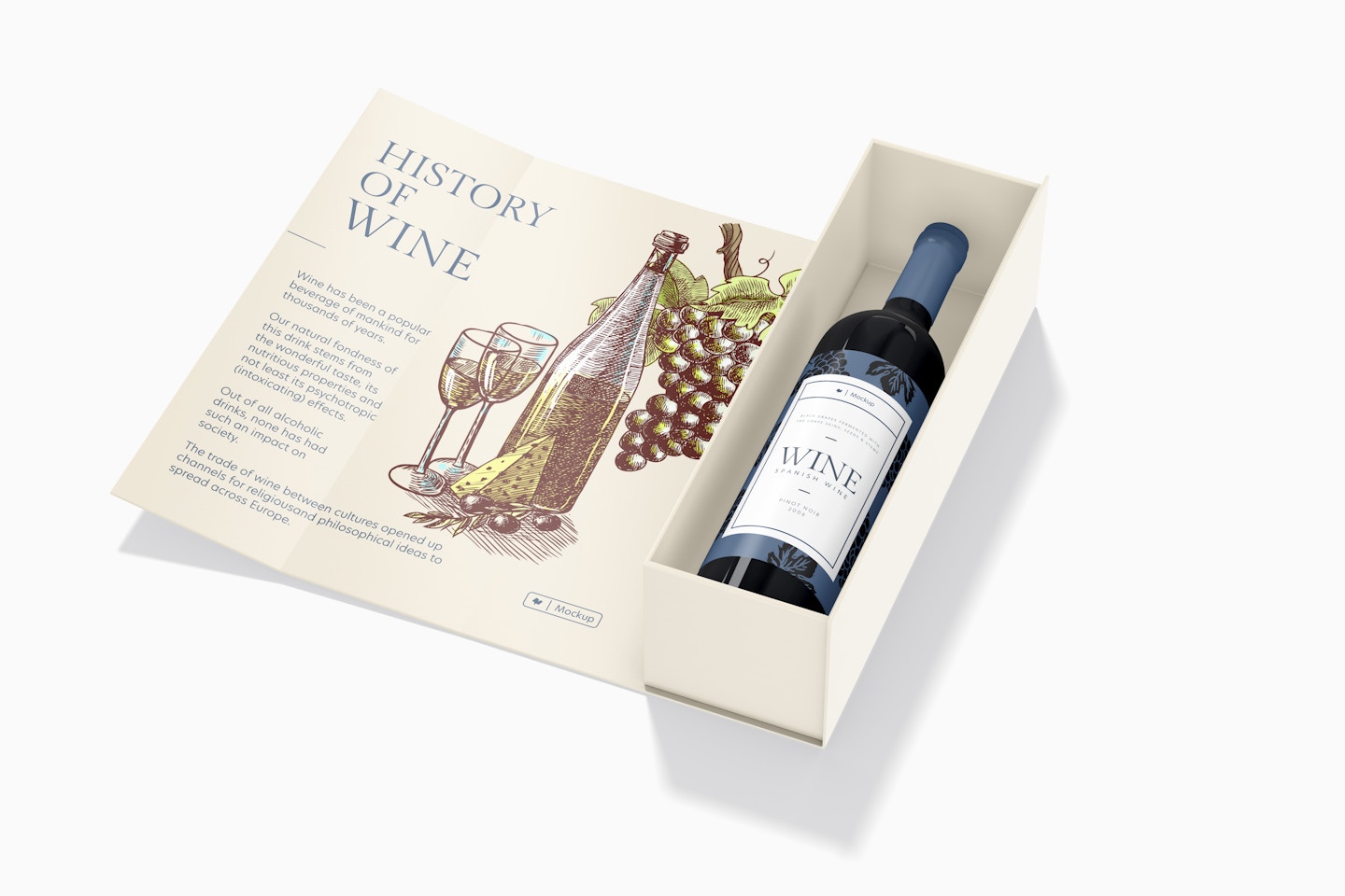 Rigid Box for Wine Mockup, Perspective