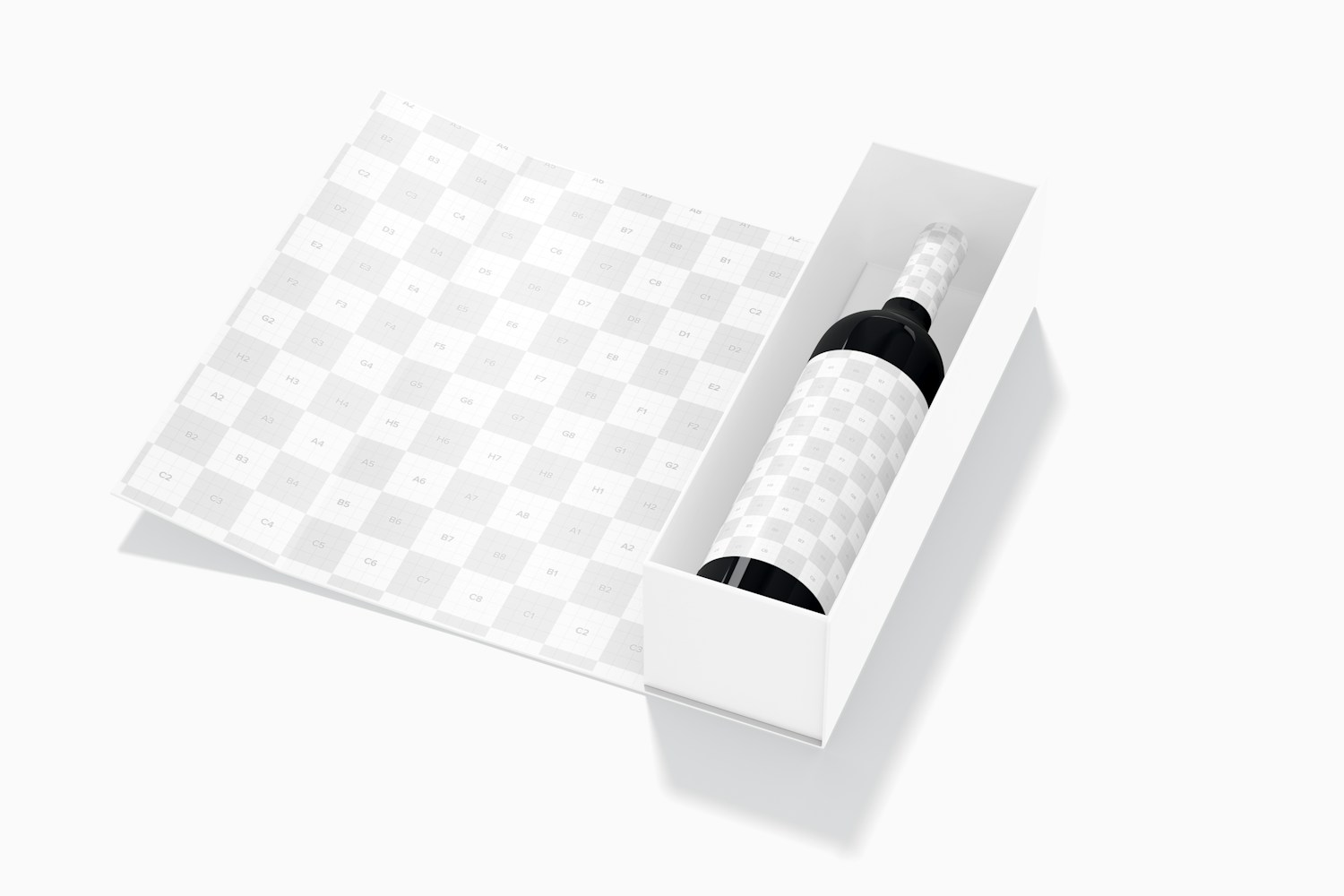 Rigid Box for Wine Mockup, Perspective