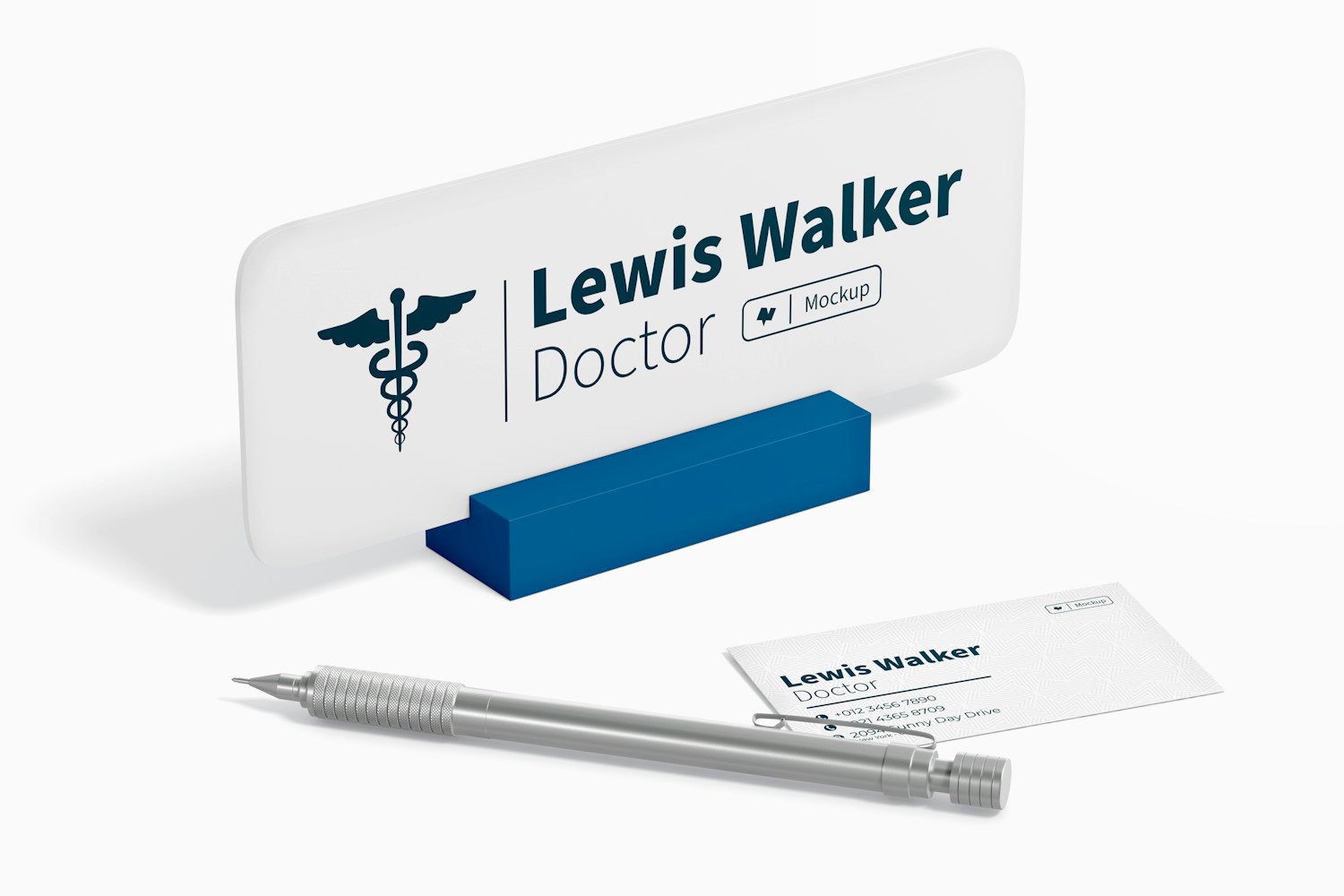 Square Base Desk Name Plate Mockup Square Base Desk Name Plate Mockup