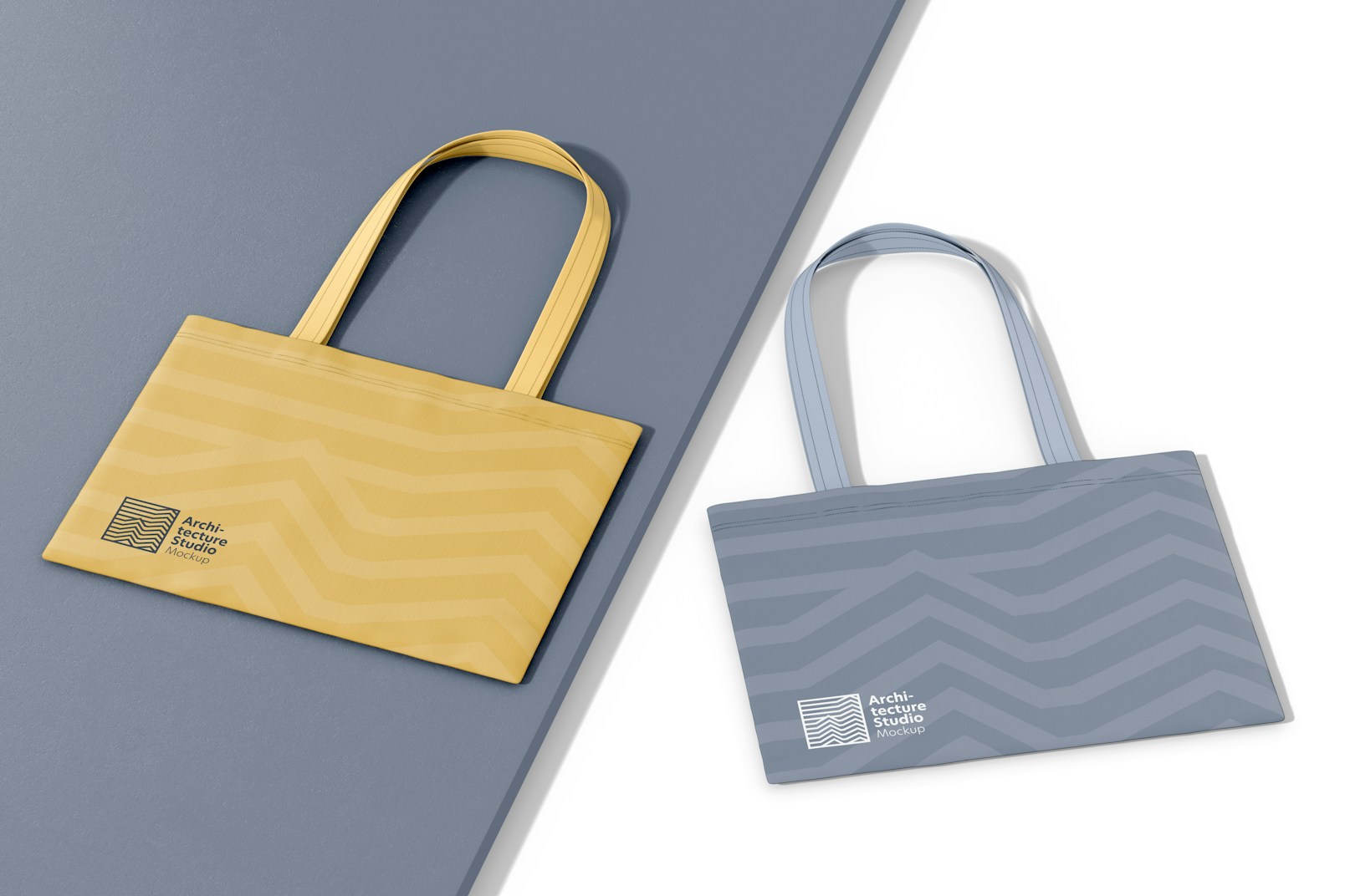 Landscape Tote Bags Mockup, Front and Back View