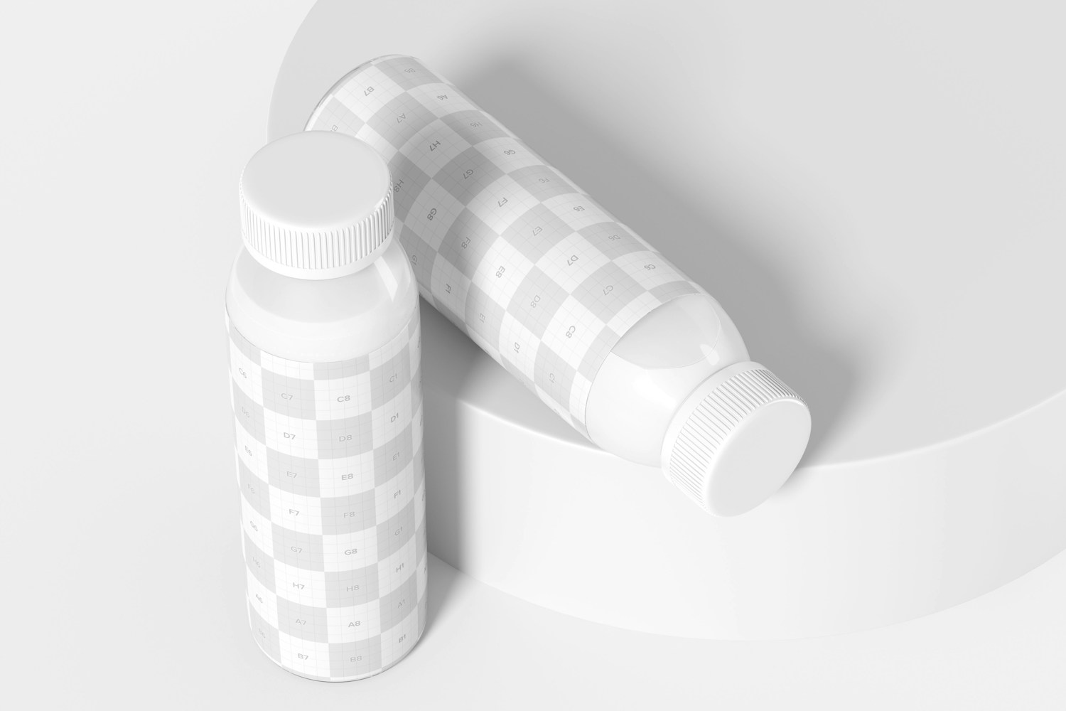 Maqueta de Botellas PET Transparente para Jugo de 10 oz, Vista en Perspectiva