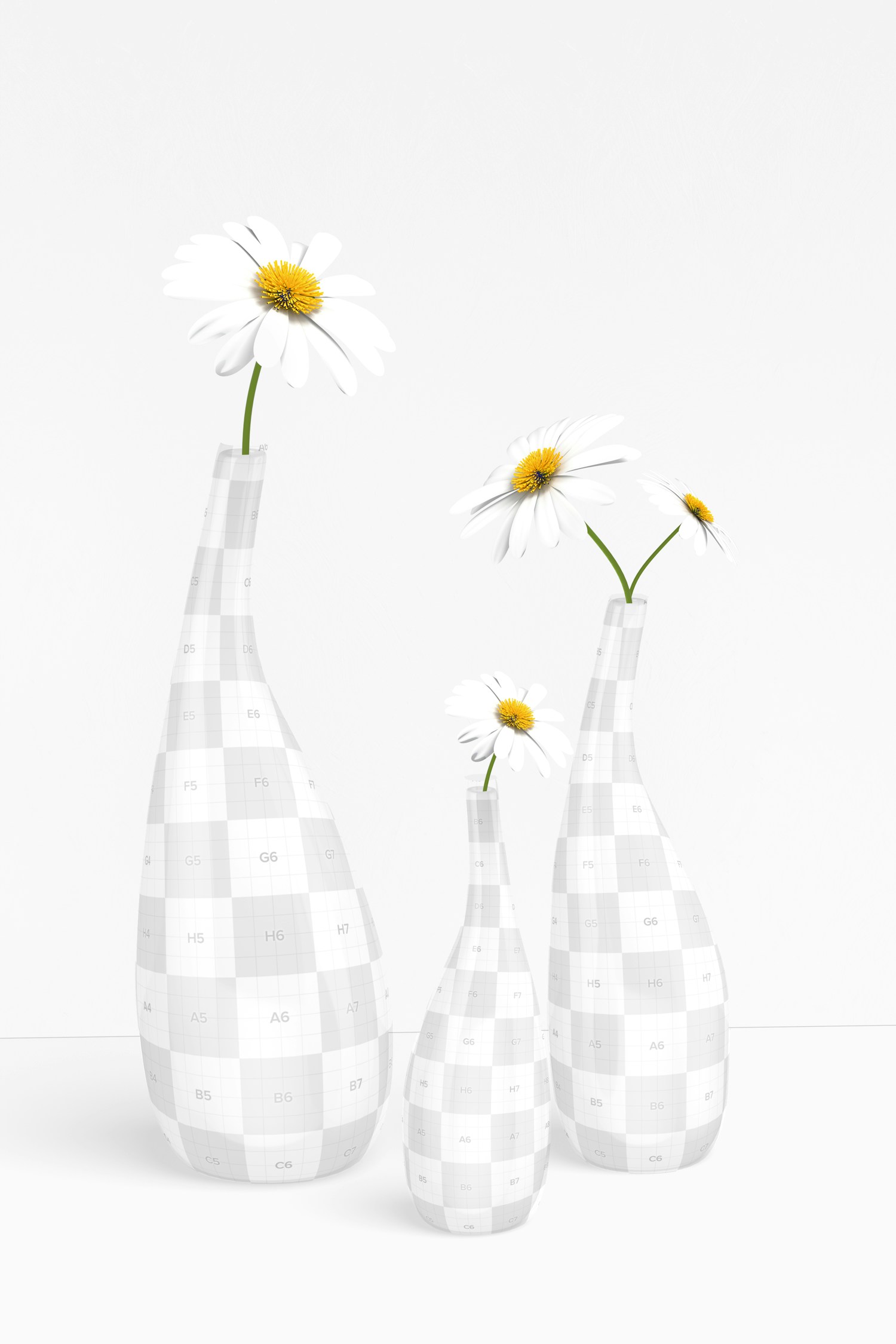 Flower Ceramic Vases Mockup, Front View