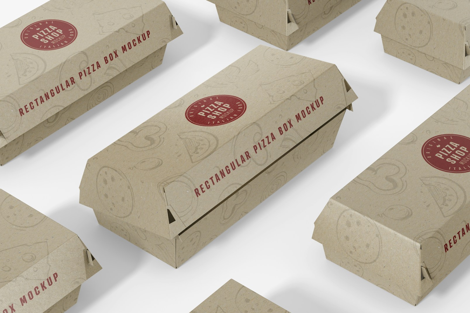 Rectangular Pizza Boxes Mockup