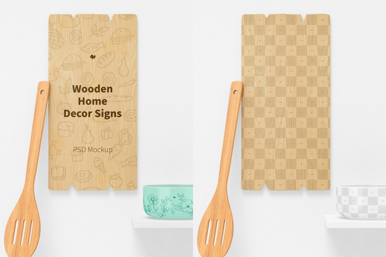 Wooden Home Decor Sign Mockup, Front View