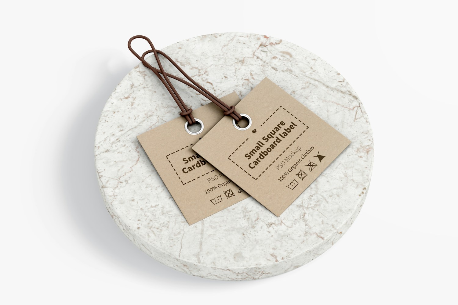 Small Square Cardboard Labels Mockup, Left View