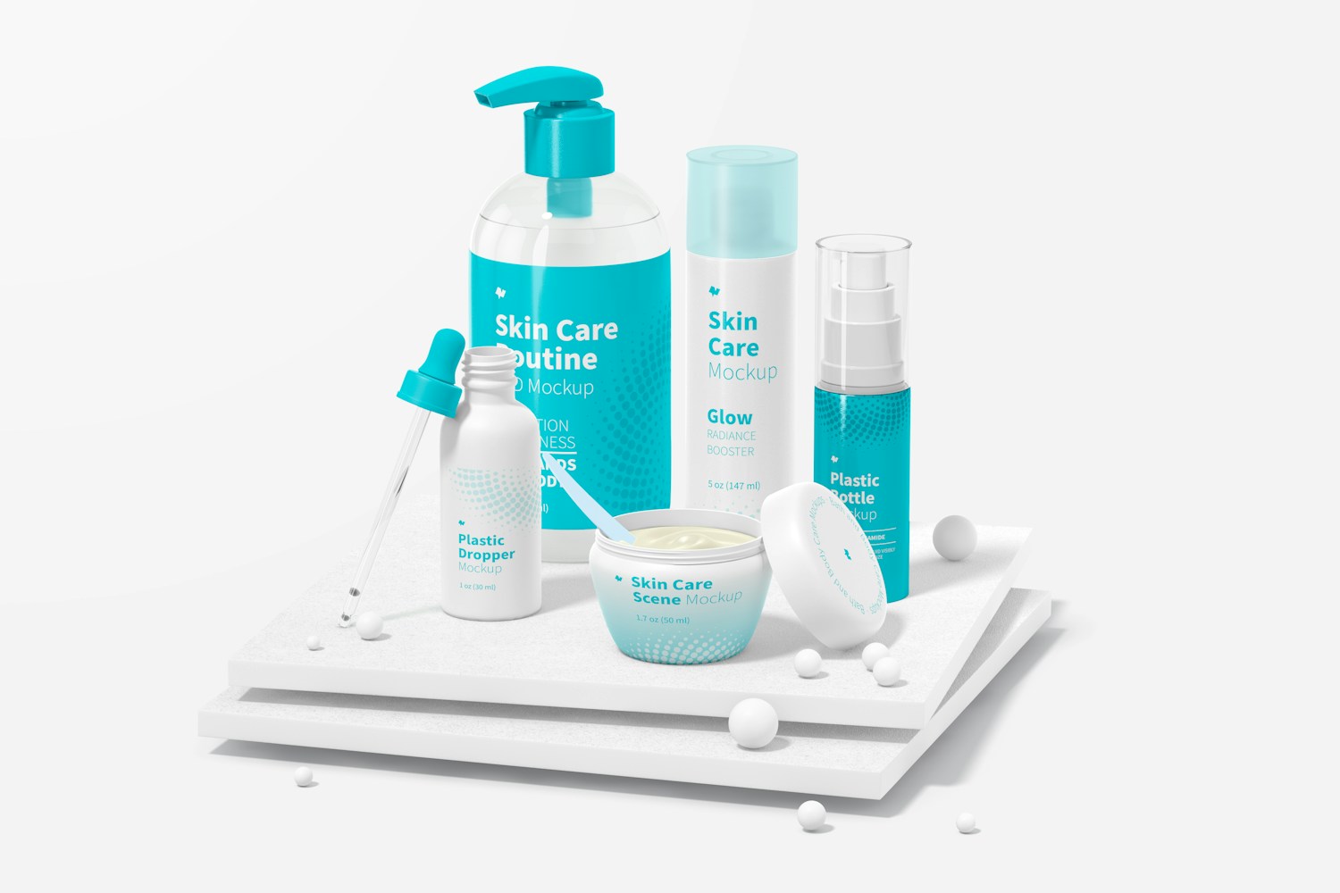 Skin Care Routine Scene Mockup, Perspective Skin Care Routine Scene Mockup, Perspective