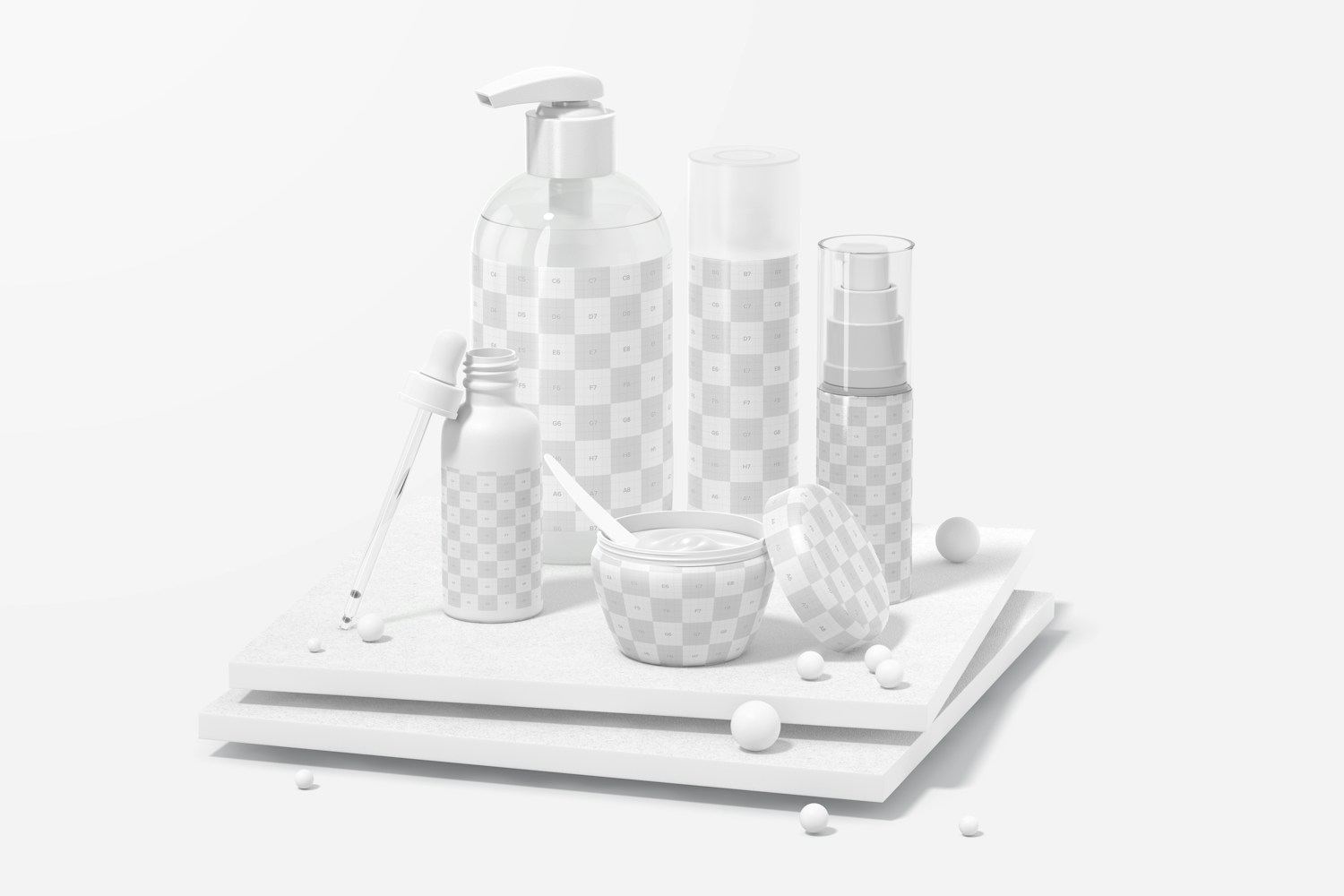Skin Care Routine Scene Mockup, Perspective Skin Care Routine Scene Mockup, Perspective