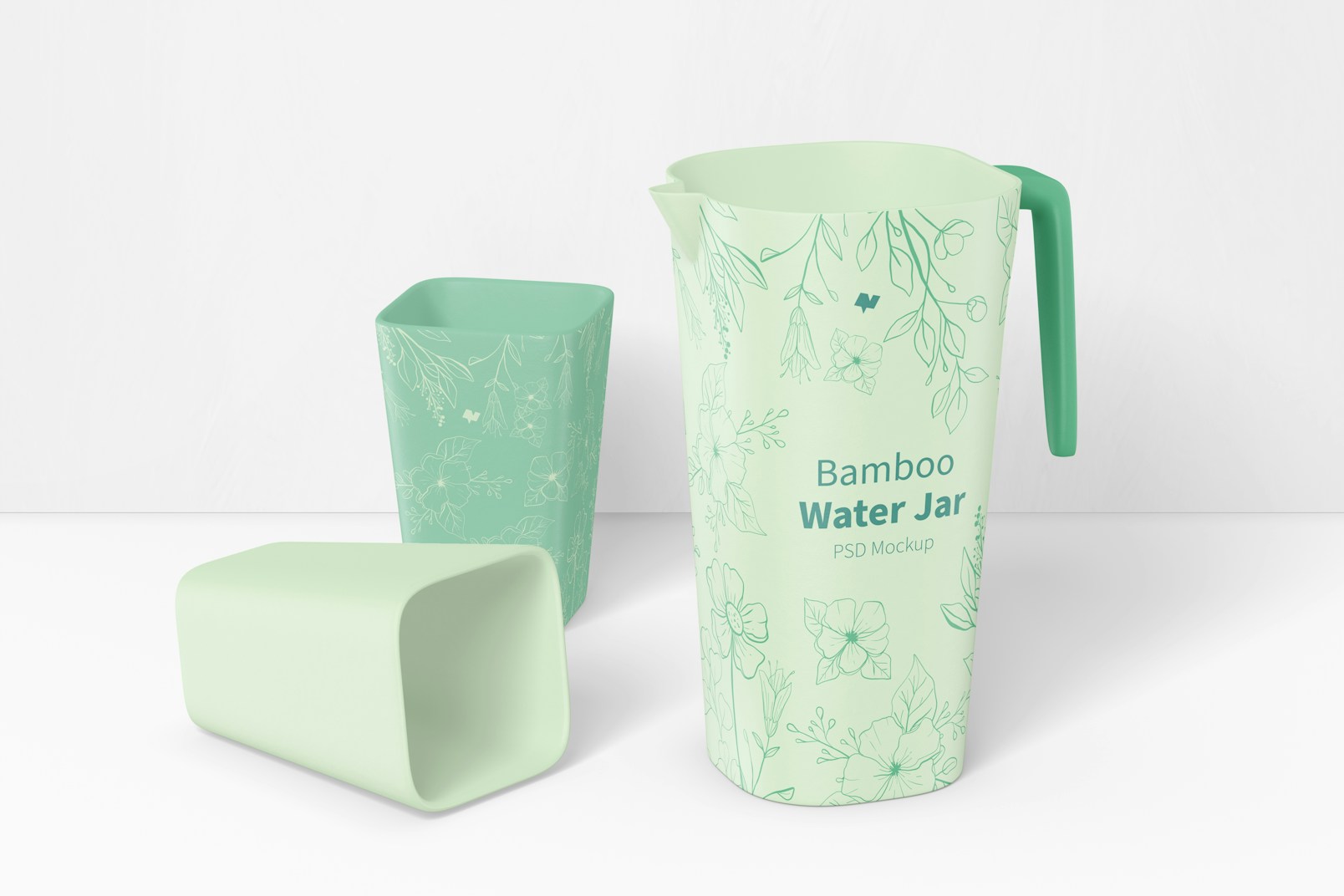 Bamboo Fiber Water Jar Mockup, Perspective