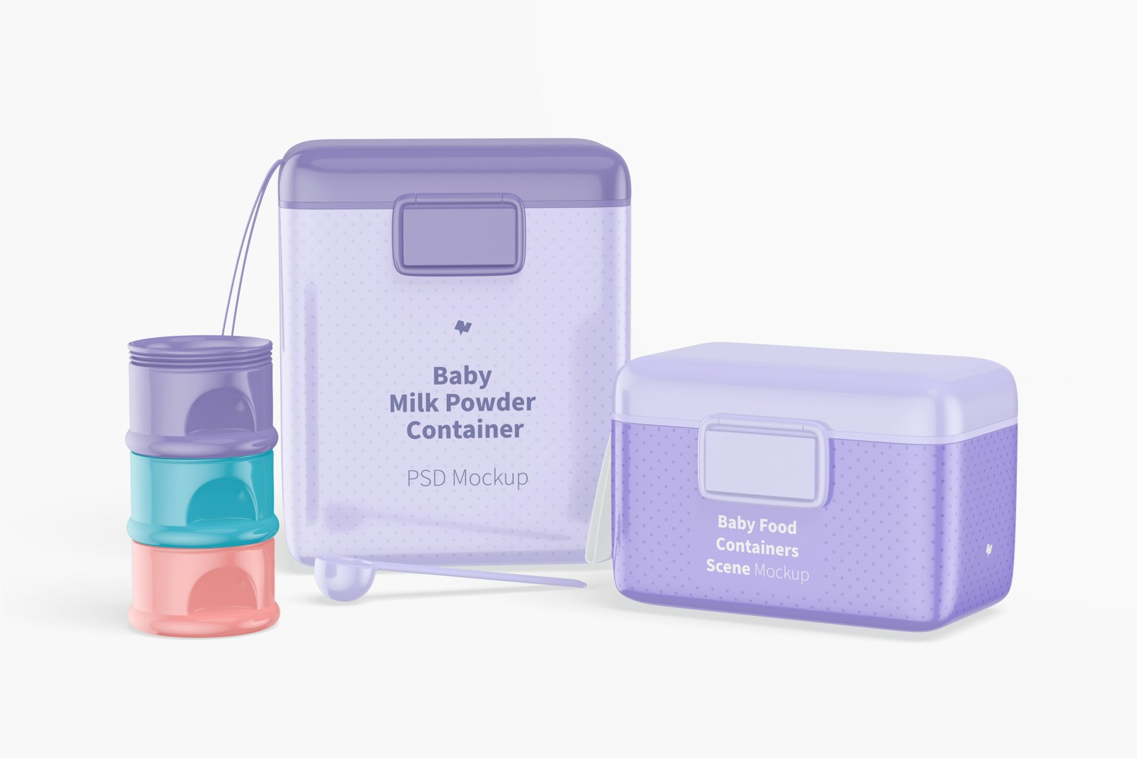 Baby Food Containers Scene Mockup, Front View