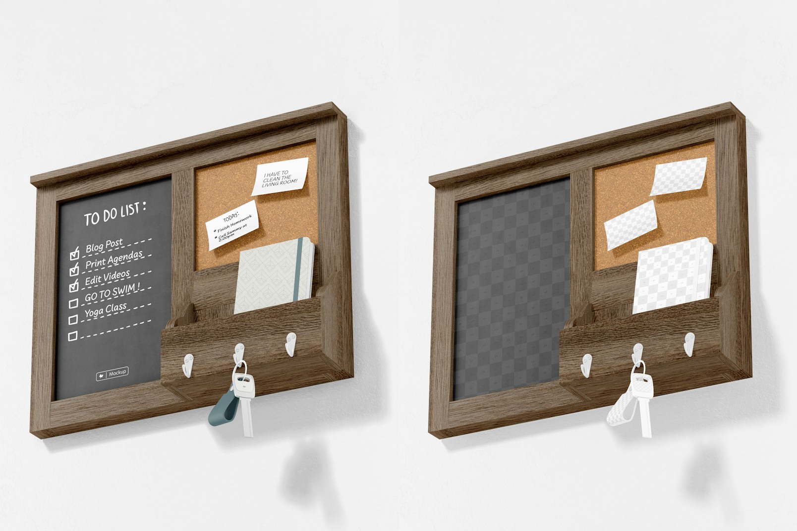 Mail Holder with Chalkboard Mockup, Low Angle View