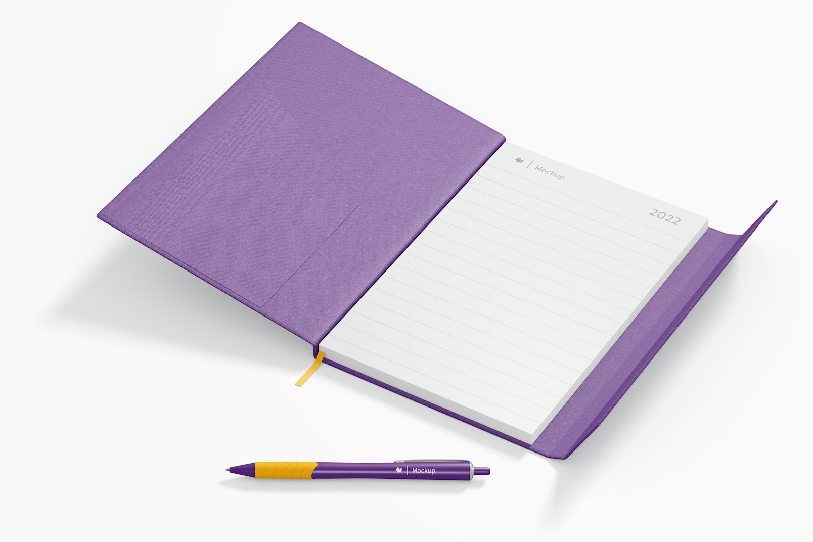 Notebook with Magnetic Flap Mockup, Opened