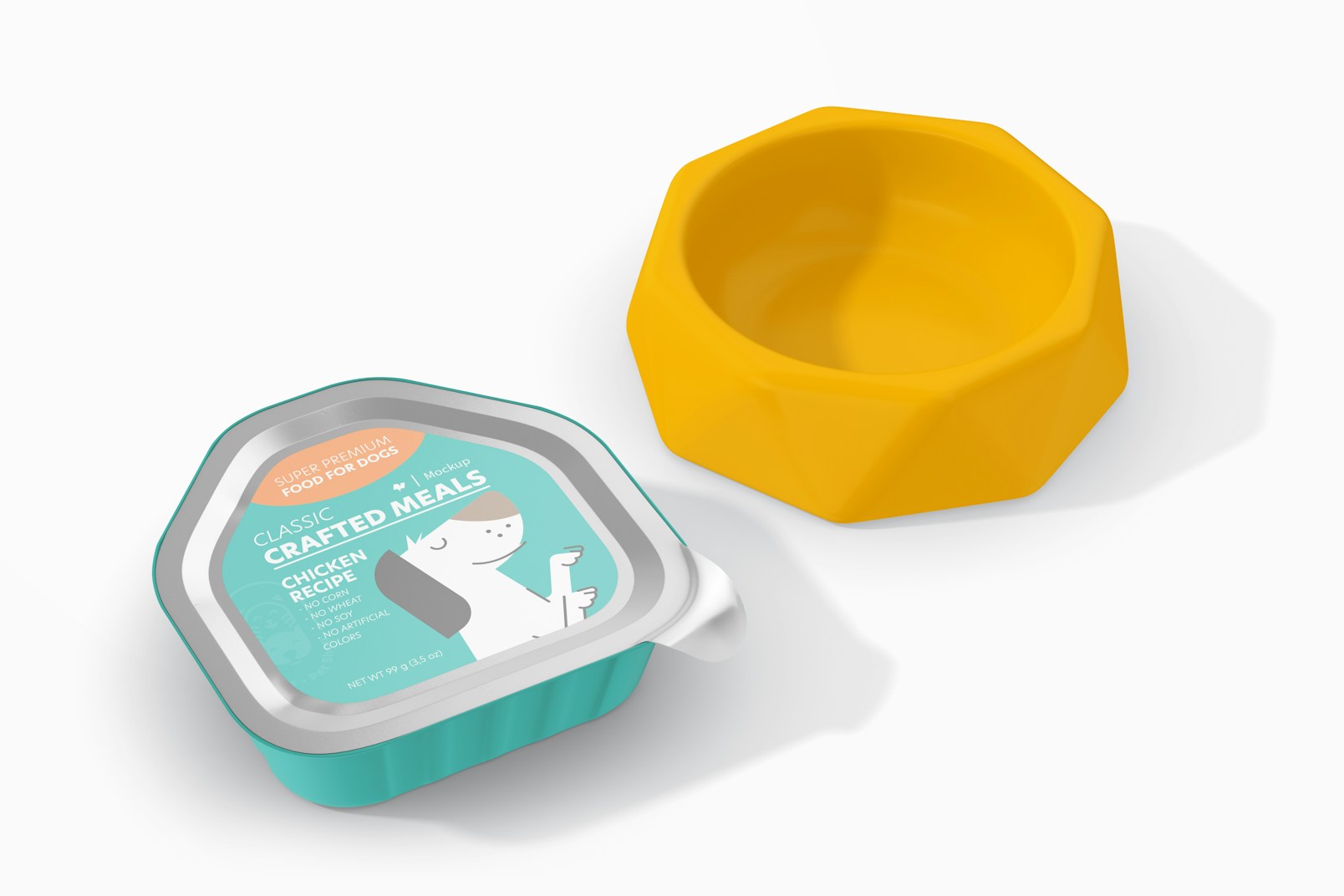 Hexagonal Pet Food Can Mockup, Right View
