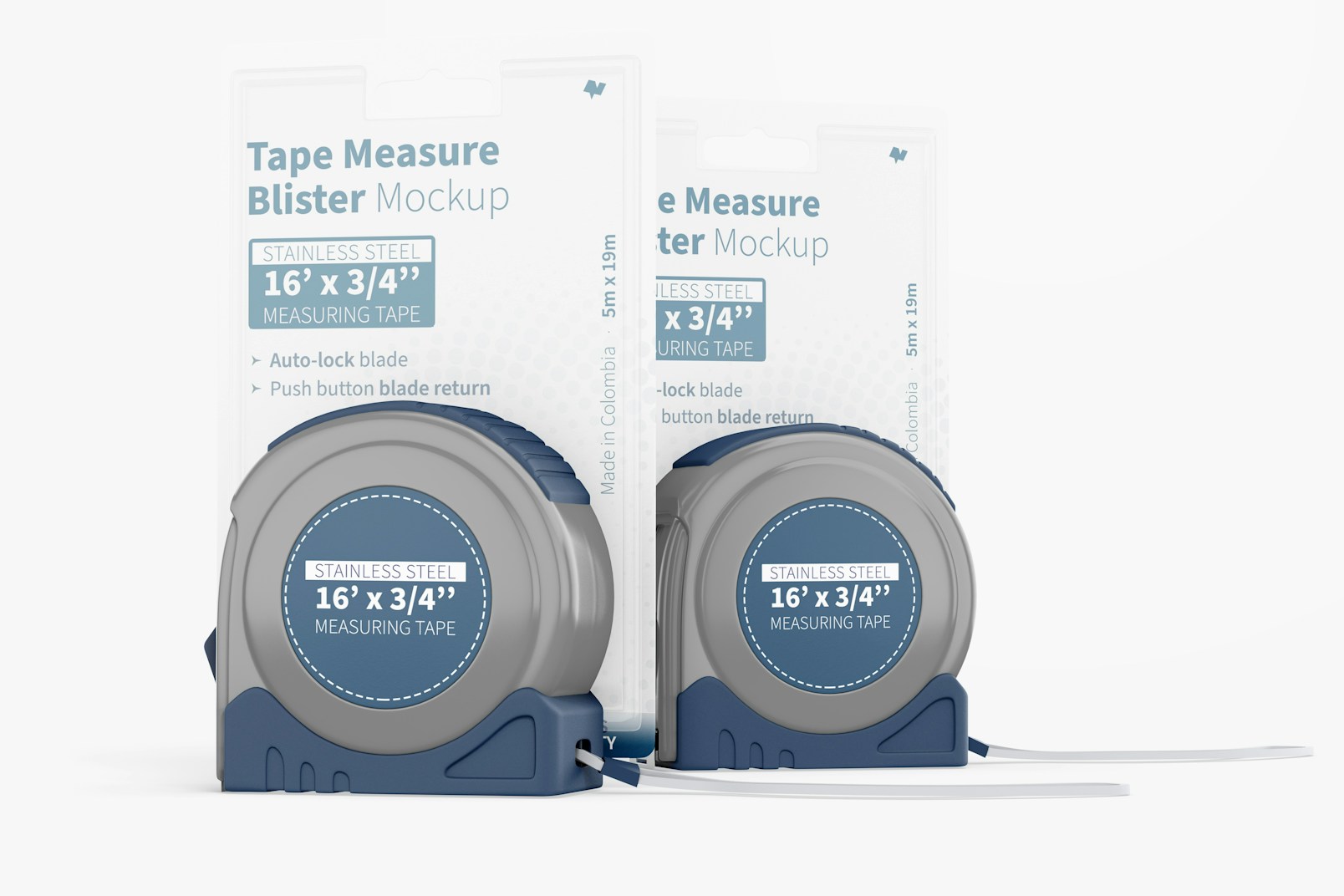 Tape Measure Blister Mockup, Front View