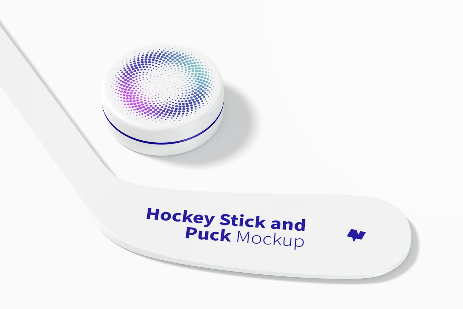 Hockey Stick and Puck Mockup, Close Up