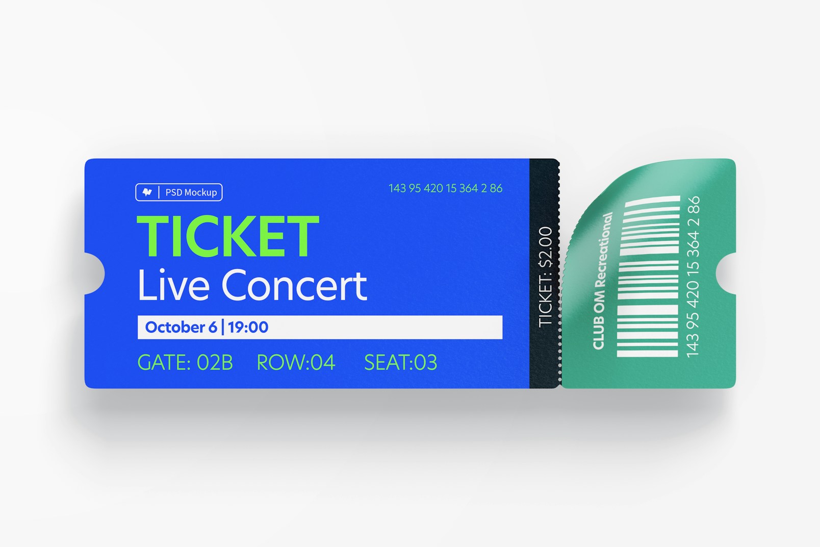 Ticket Mockup, Front View